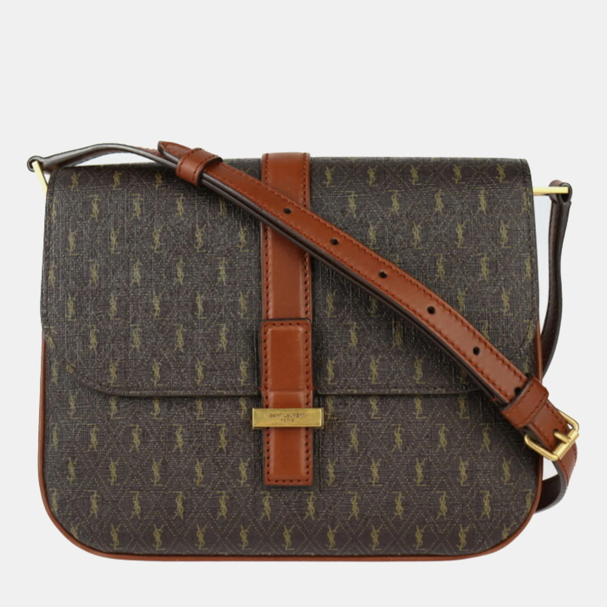 

Saint Laurent Brown Leather Le Monogram Satchel Shoulder Bag