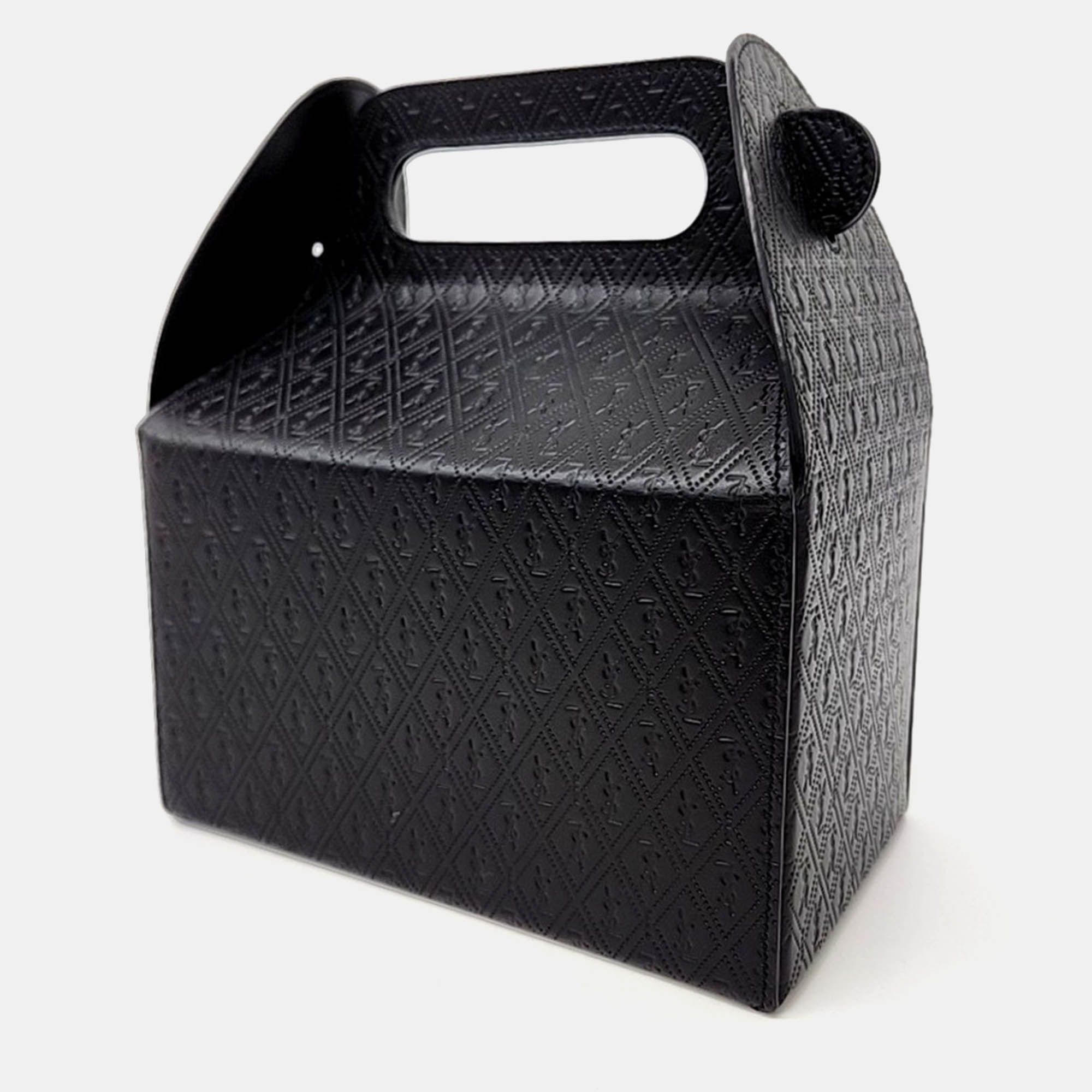 Saint Laurent Paris Black Leather Takeaway Box Bag 