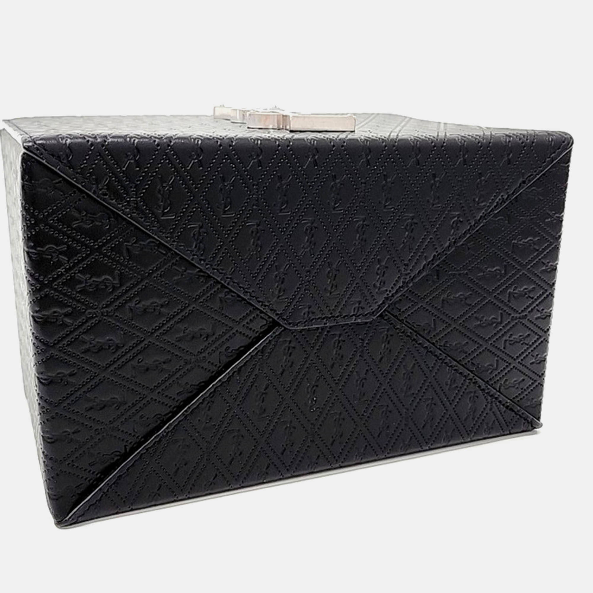 Saint Laurent Paris Black Leather Takeaway Box Bag 