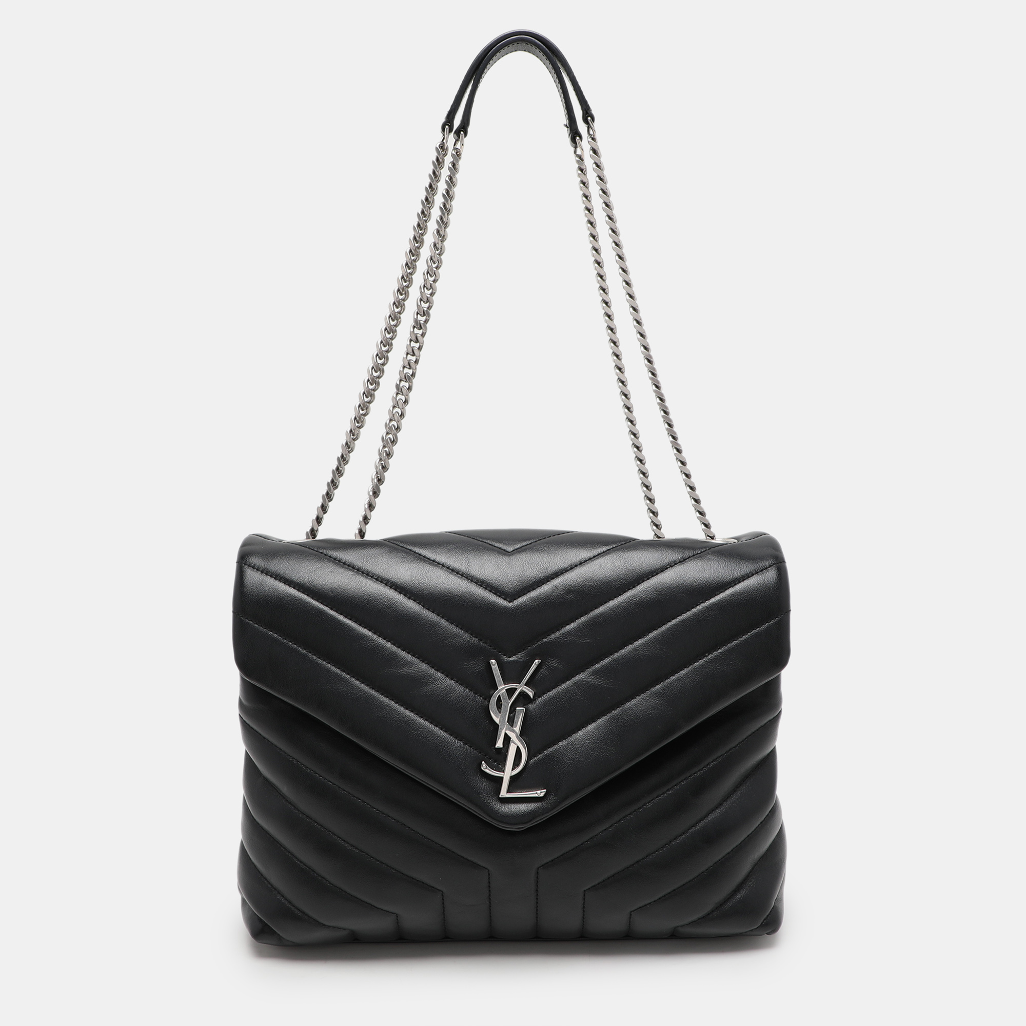 

Saint Laurent Black Matelassé Leather  Loulou Shoulder Bag