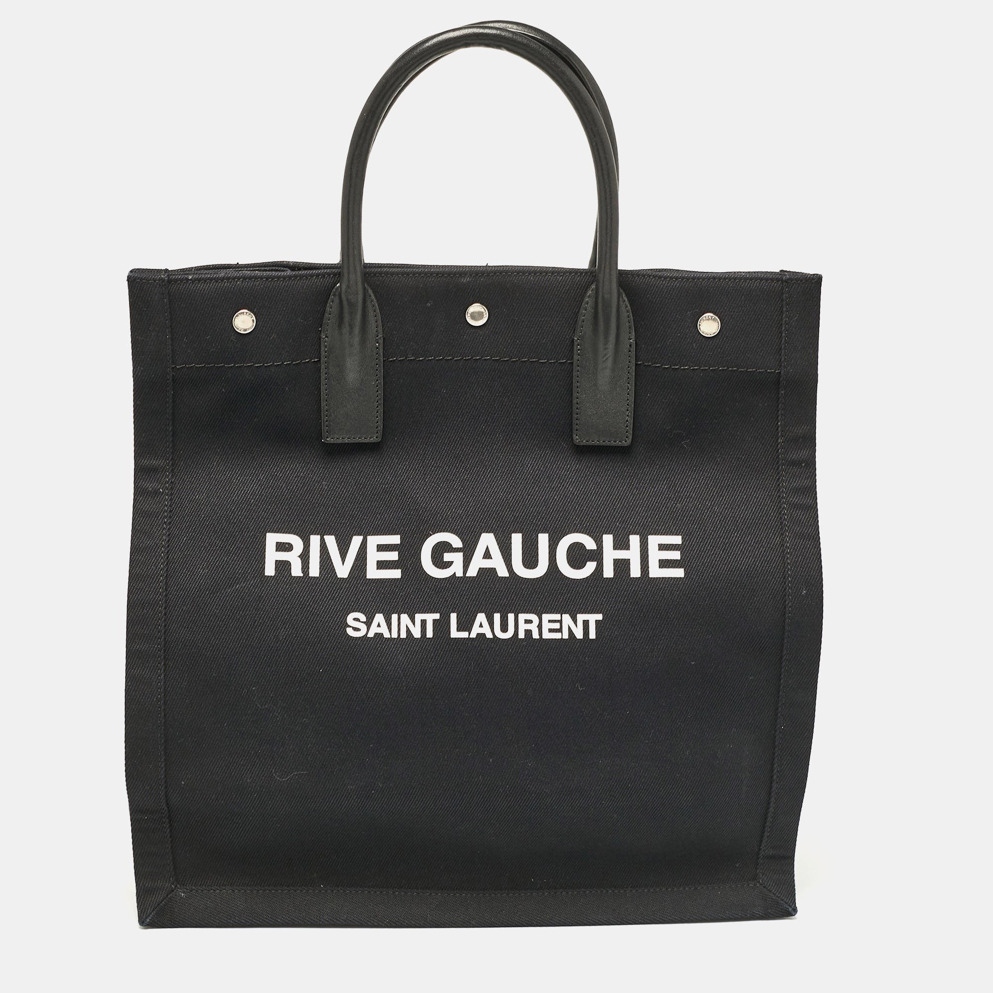 

Saint Laurent Black Canvas and Leather North South Rive Gauche Tote