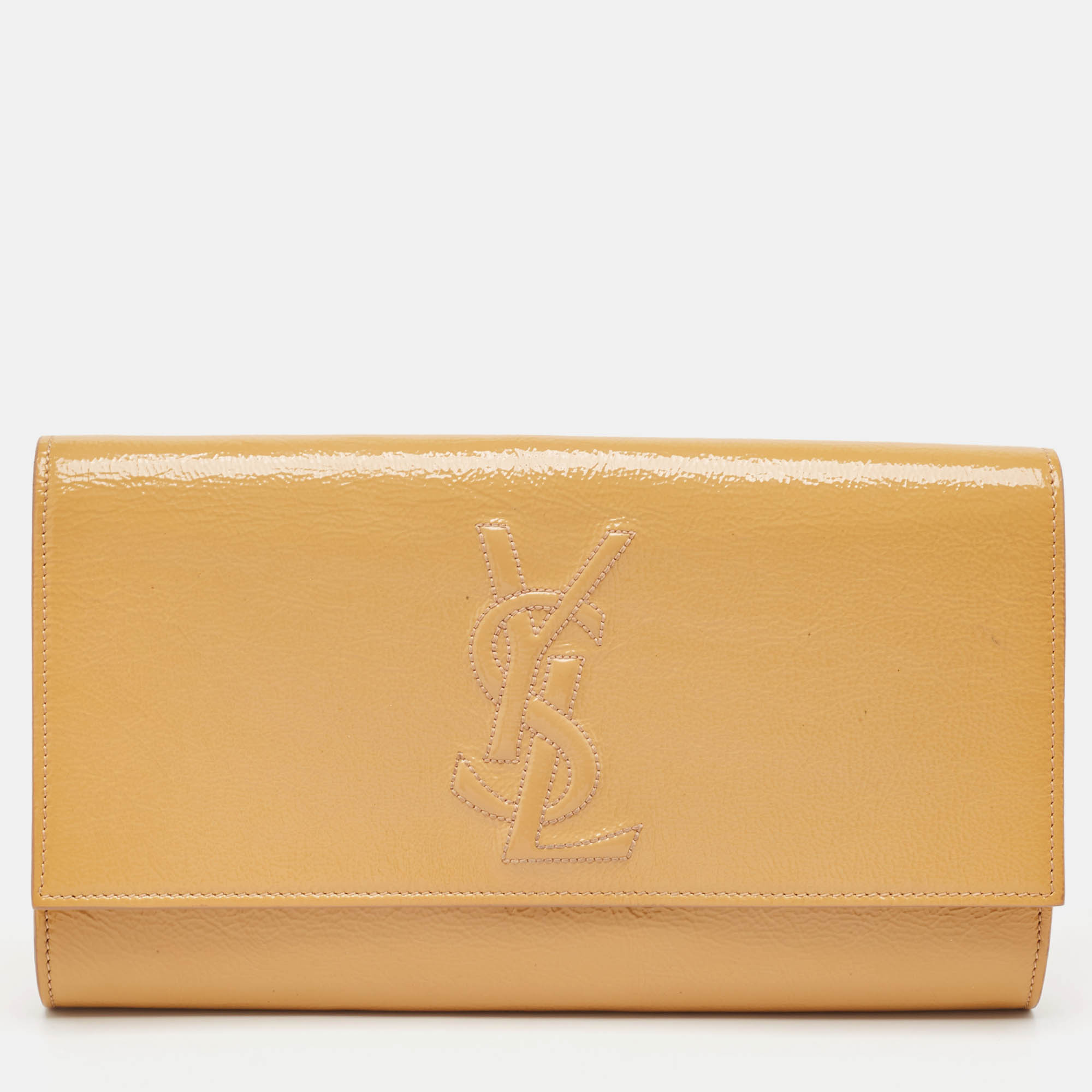 

Saint Laurent Beige Patent Leather Belle De Jour Clutch