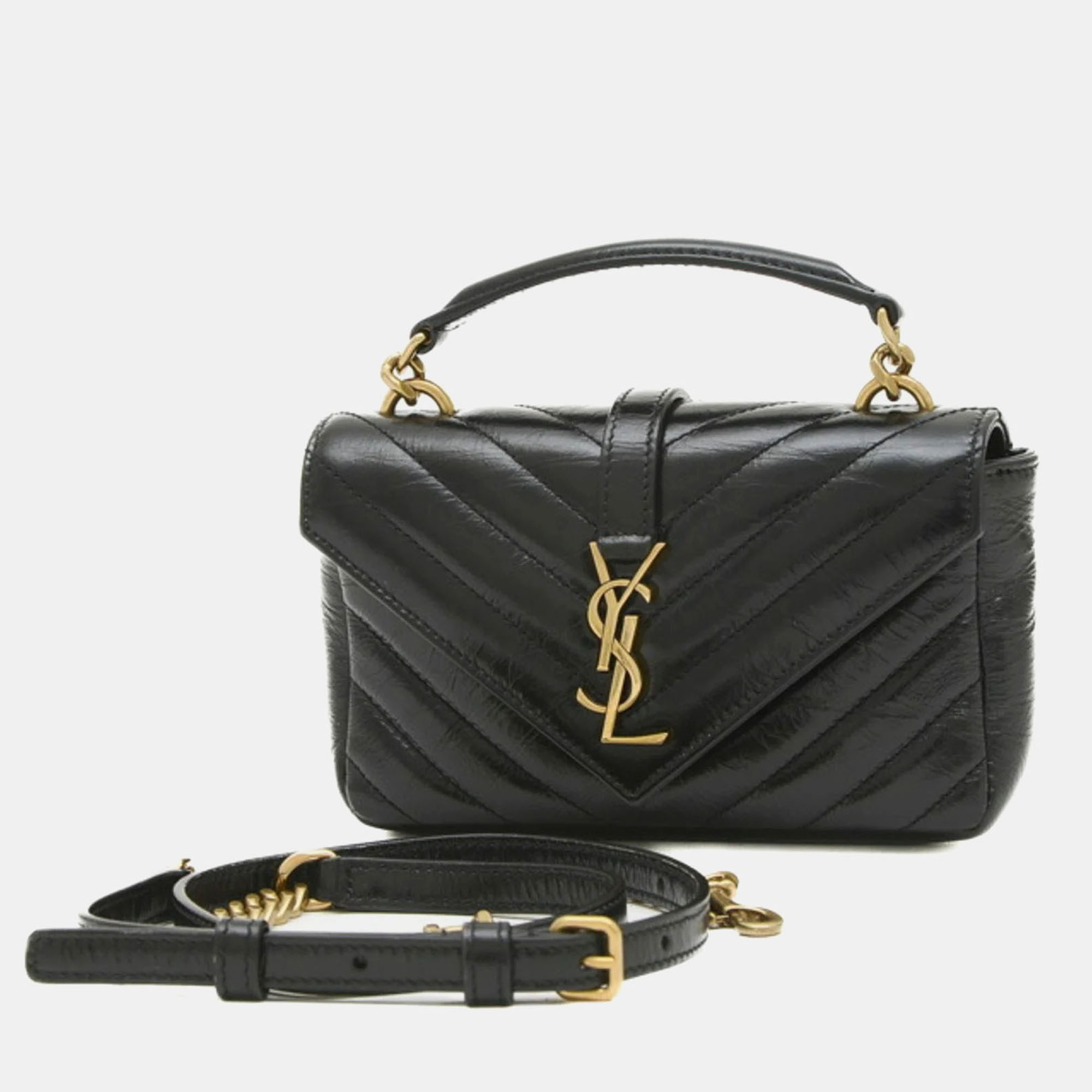 

Saint Laurent Paris Black Leather College Chain Bag