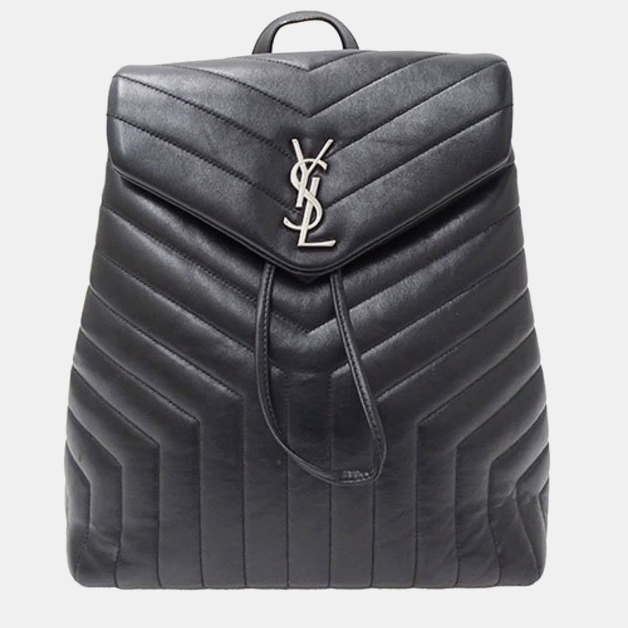 

Saint Laurent Black Leather Quilted Backpack