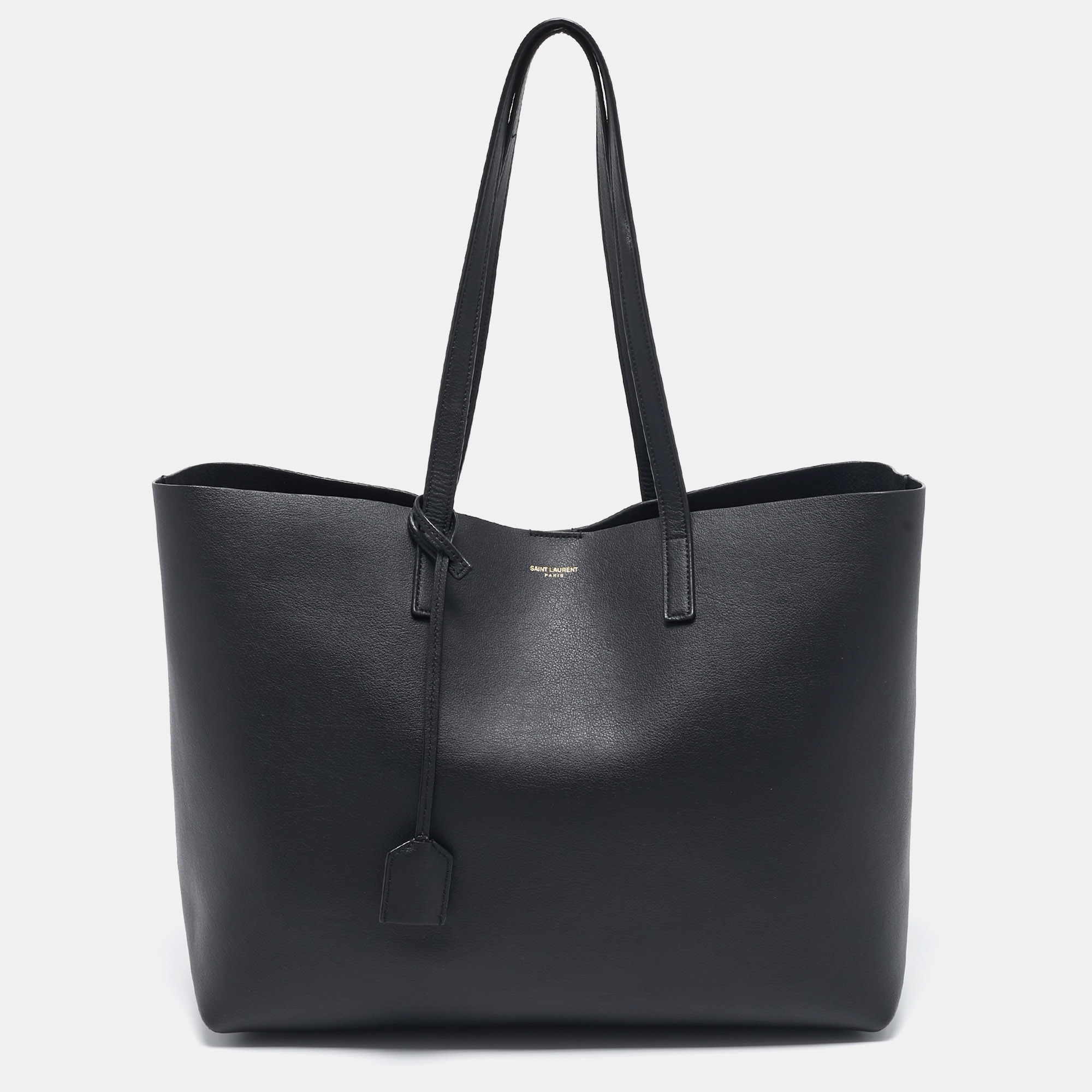 

Saint Laurent Black Leather E/W Shopper Tote