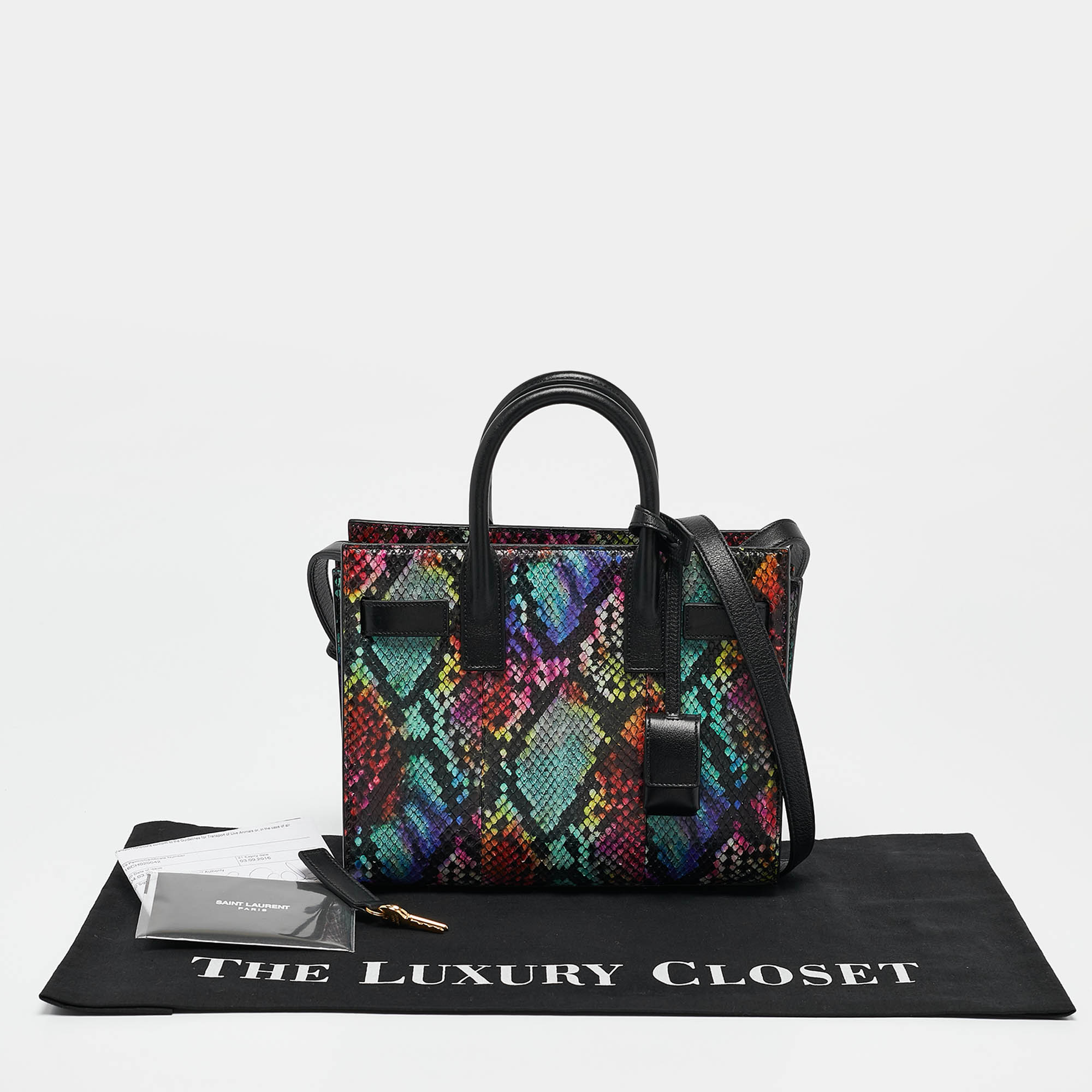 Saint Laurent Multicolor Python Nano Classic Sac De Jour Tote 