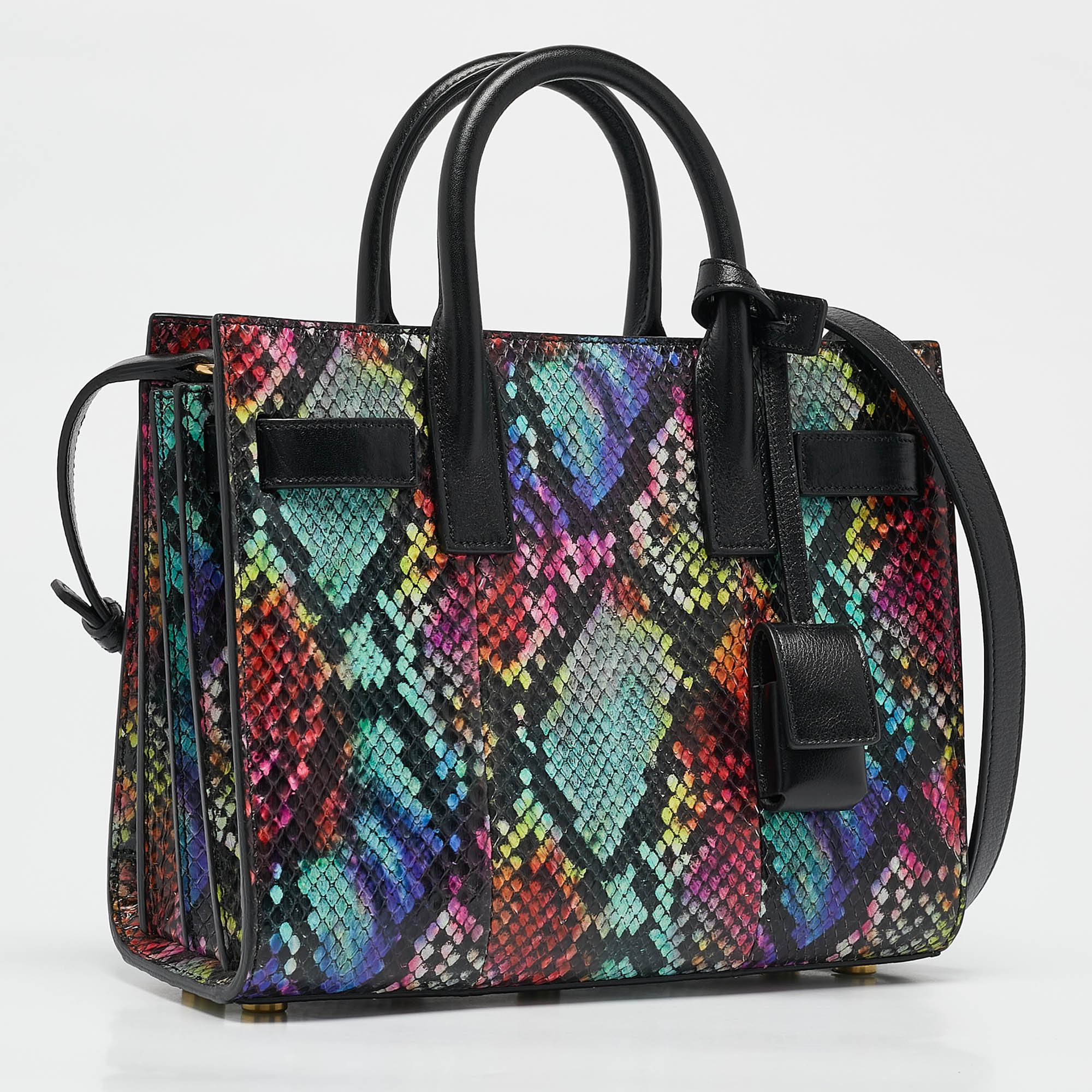 Saint Laurent Multicolor Python Nano Classic Sac De Jour Tote 
