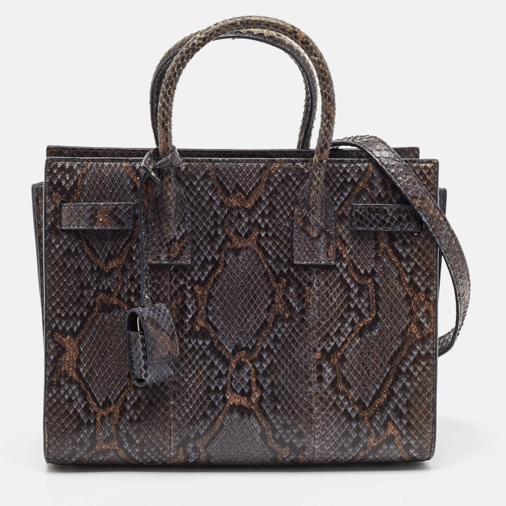 

Saint Laurent Dark Grey Python Baby Classic Sac De Jour Tote