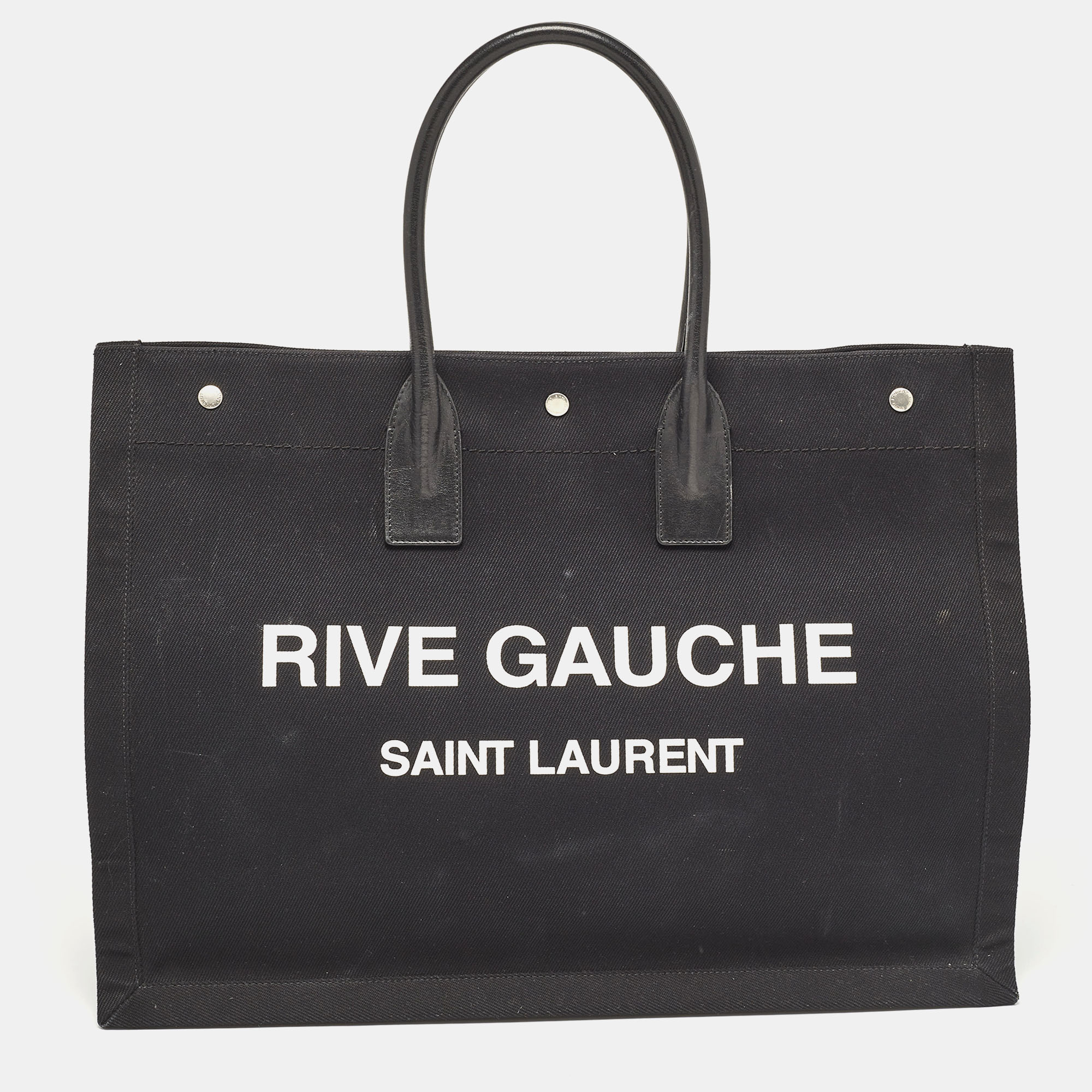 

Saint Laurent Black Canvas and Leather Large Rive Gauche Tote