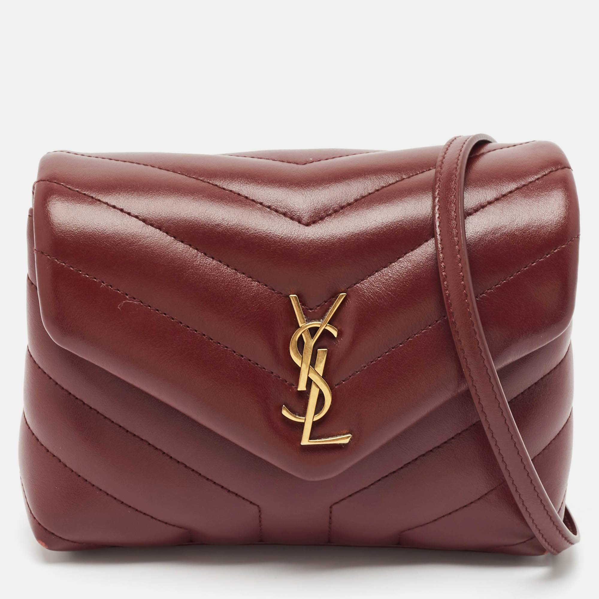 

Saint Laurent Burgundy Quilted Leather Toy Loulou Crossbody Bag