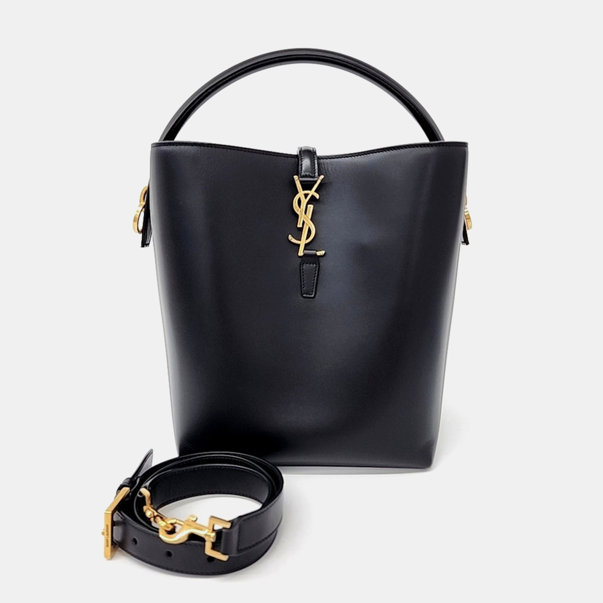 

Saint Laurent Paris Black Leather LE37 Cassandra bucket bag