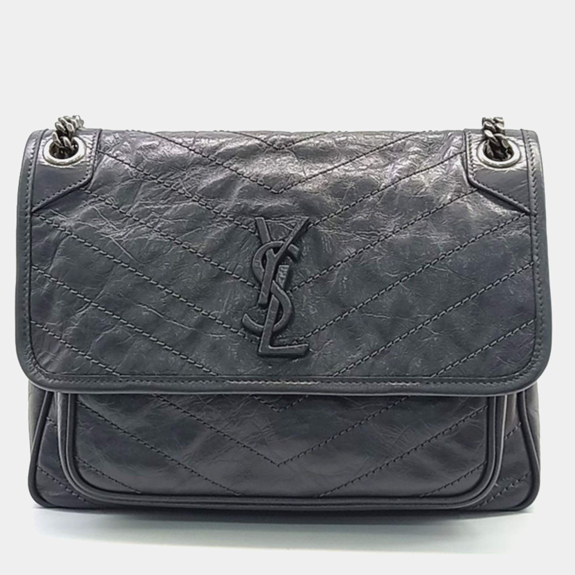 

Saint Laurent Paris Black Leather Nikki Monogram Shoulder Bag