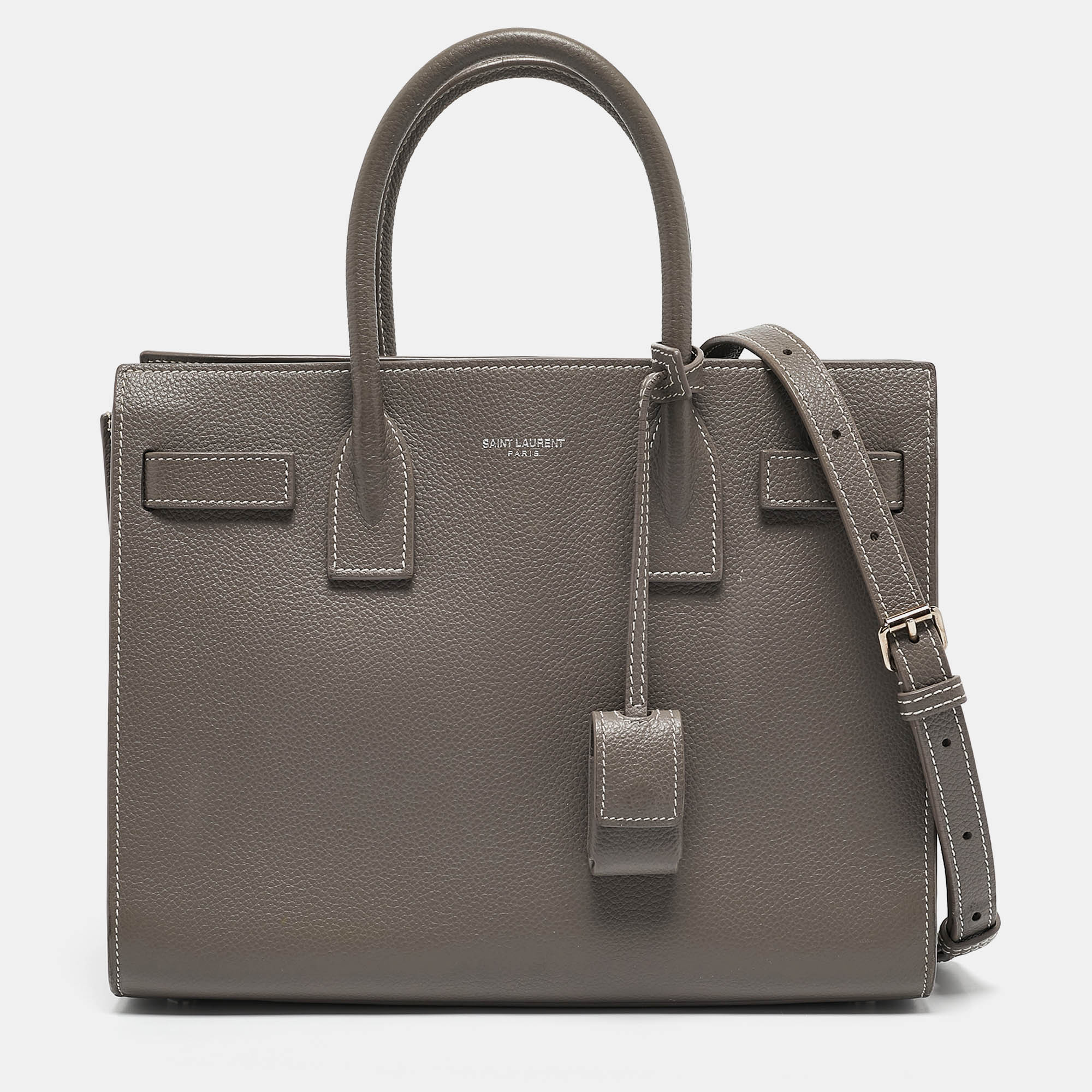 

Saint Laurent Grey Leather Baby Classic Sac De Jour Tote