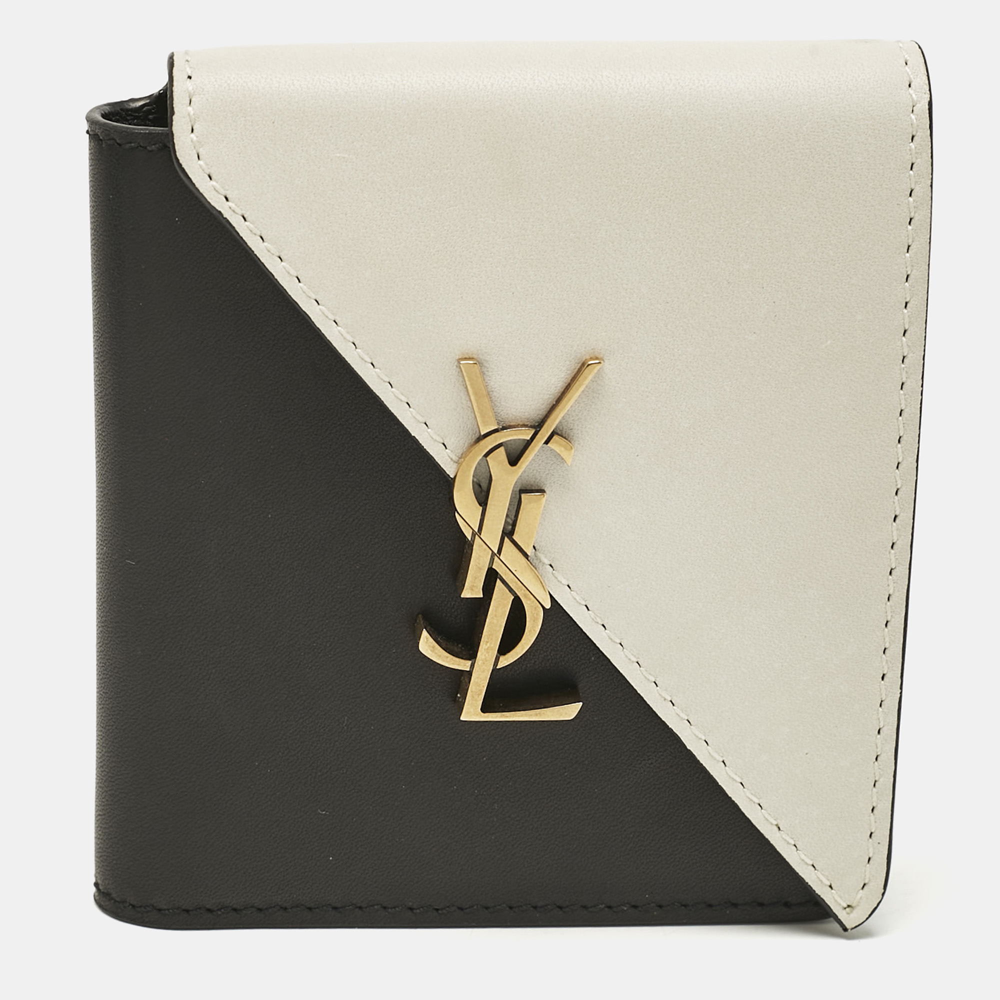 

Saint Laurent Black/White Leather Jamie Folded Wallet