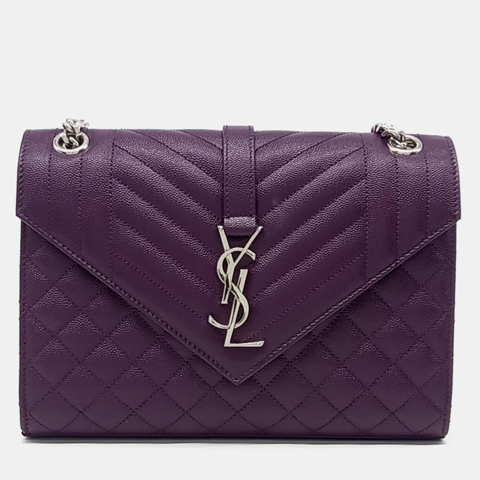 

Saint Laurent Paris Purple Leather Satchel Bag