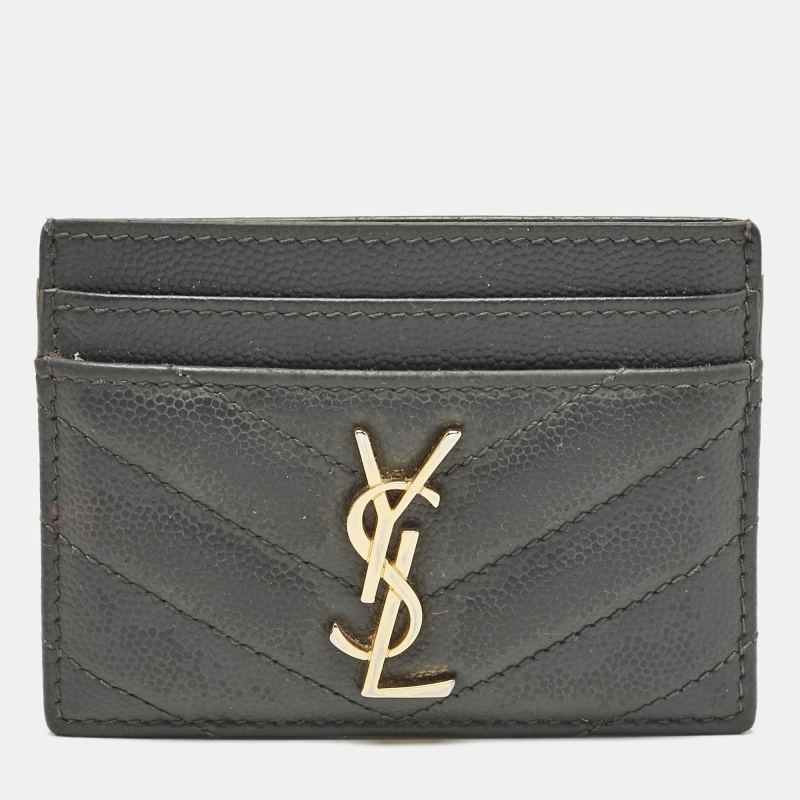 

Saint Laurent Grey Matelassé Leather Cassandre Card Holder