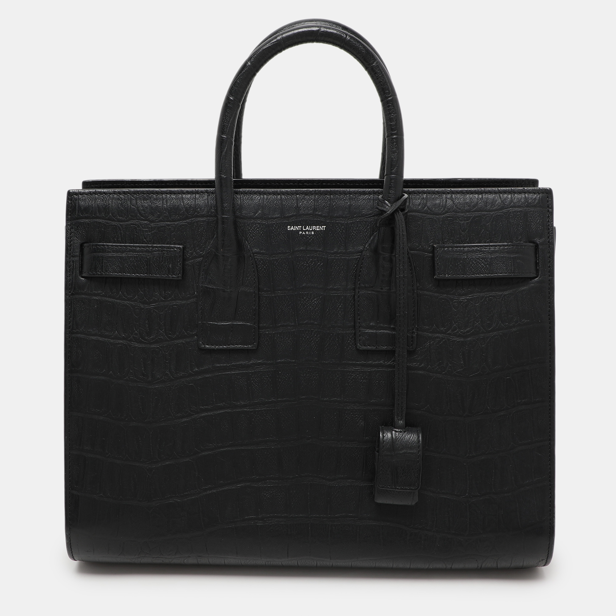 

Saint Laurent Black Croc Embossed Leather  Classic Sac De Jour Tote