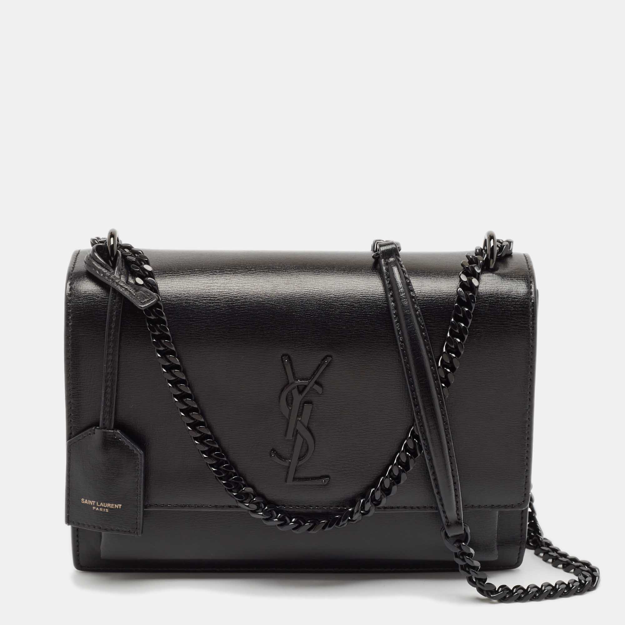 

Saint Laurent Black Leather Medium Sunset Chain Shoulder Bag