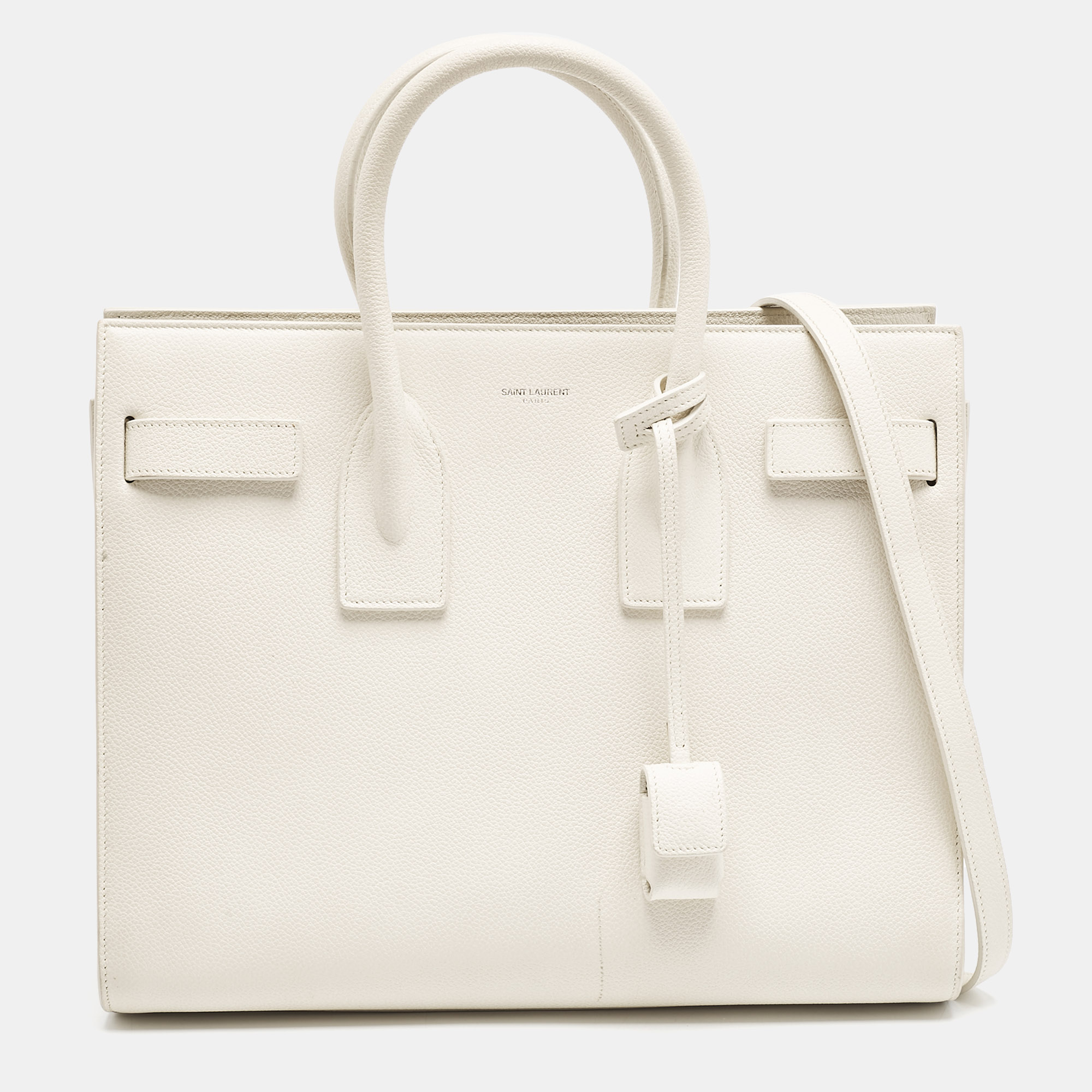 

Saint Laurent Off White Leather  Classic Sac De Jour Tote