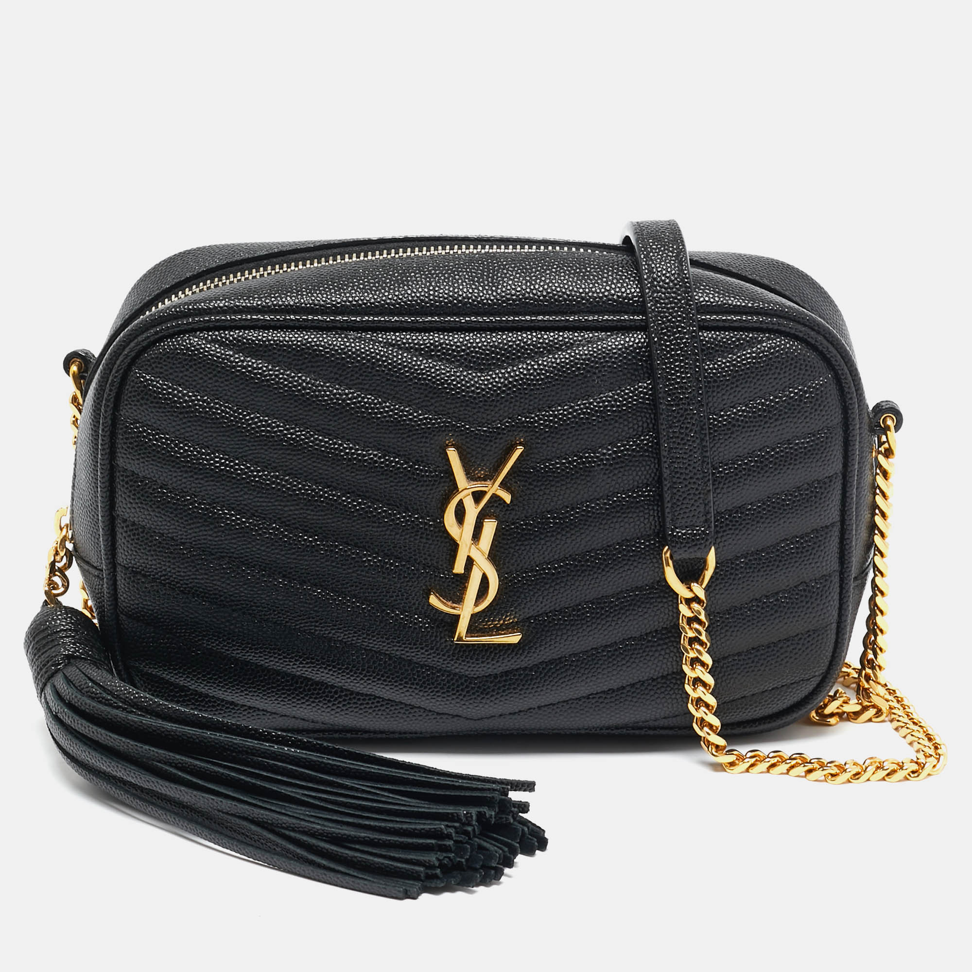 

Saint Laurent Black Matelassé Leather Mini Lou Camera Bag