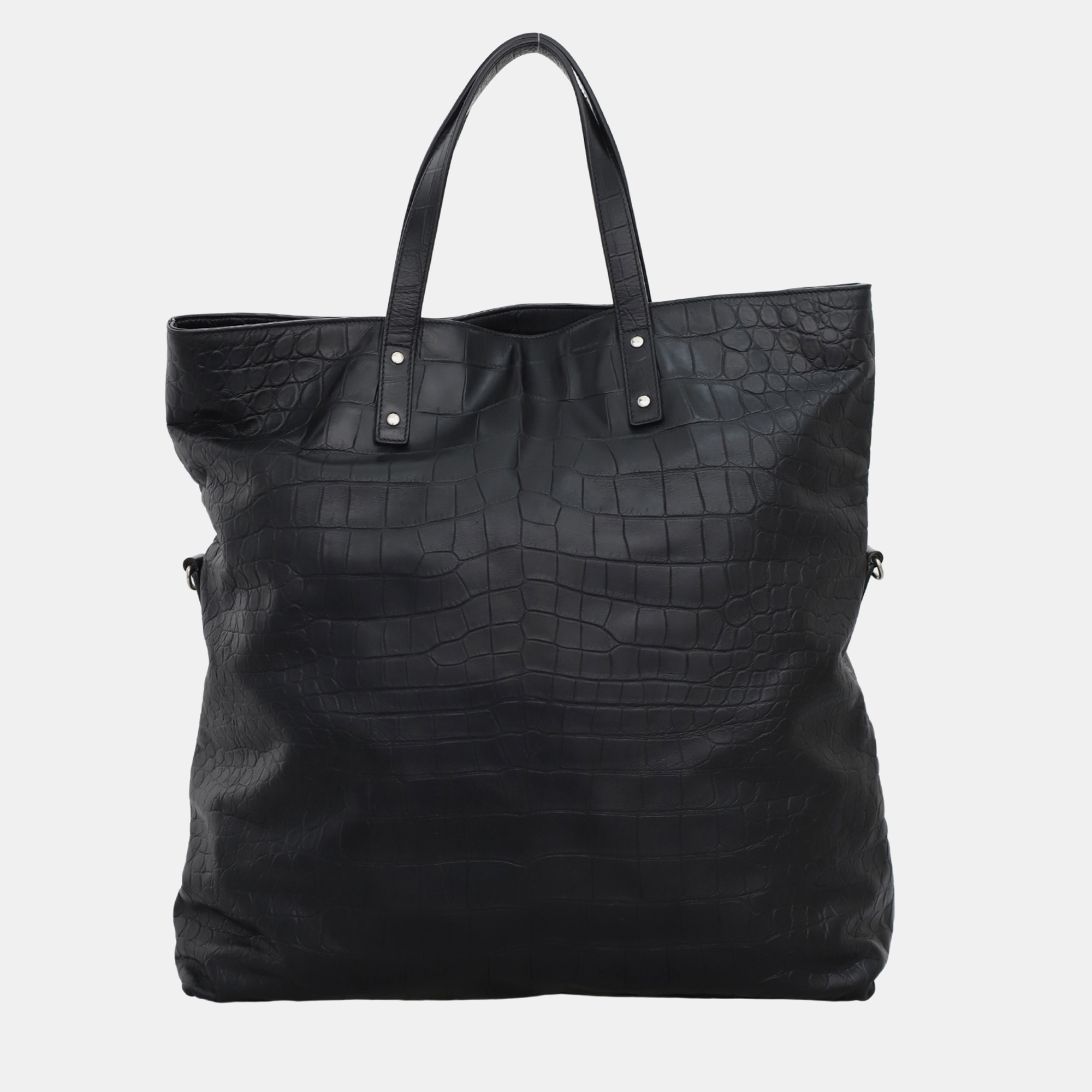 

Crocodile Embossed 2-Way Shopper Tote, Black
