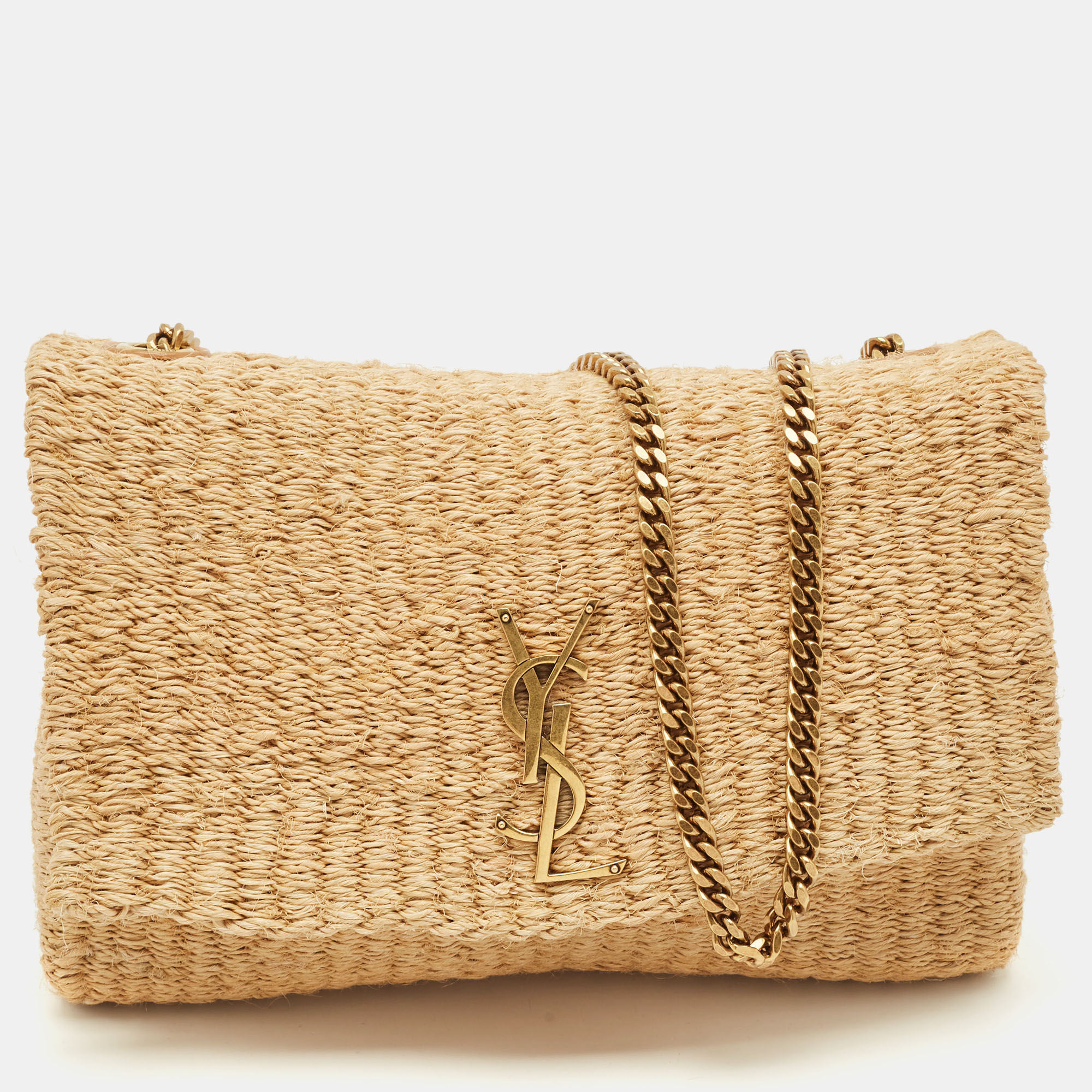 

Saint Laurent Beige Raffia Kate Shoulder Bag