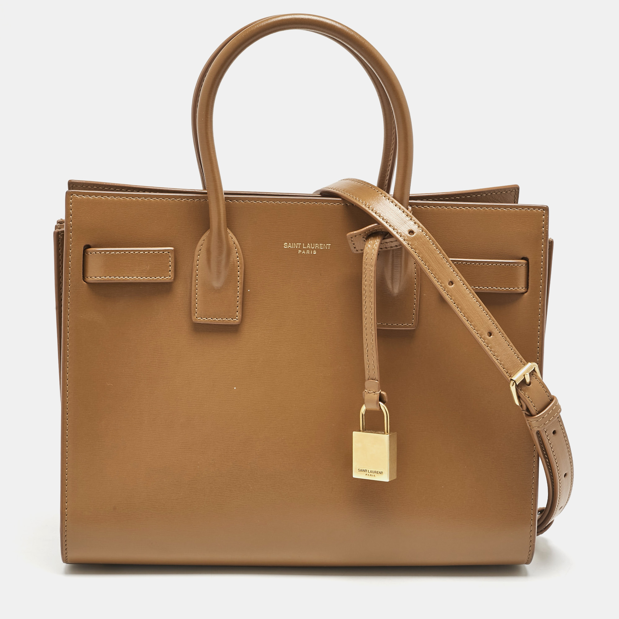 

Saint Laurent Brown Leather Baby Classic Sac De Jour Tote