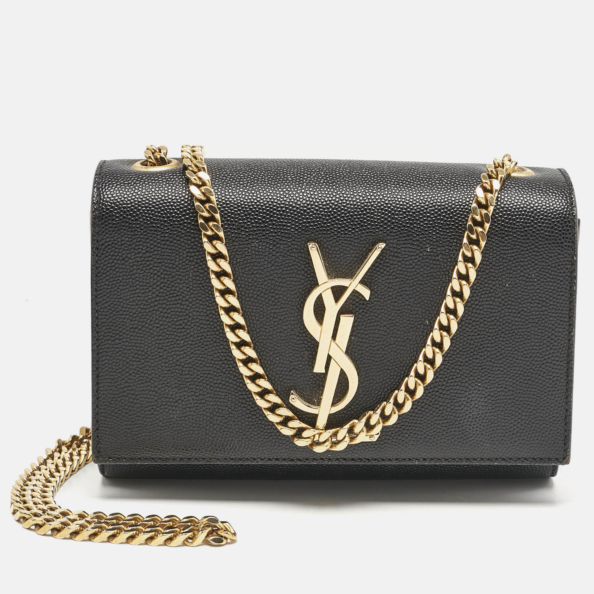 

Saint Laurent Black Leather  Monogram Kate Chain Bag