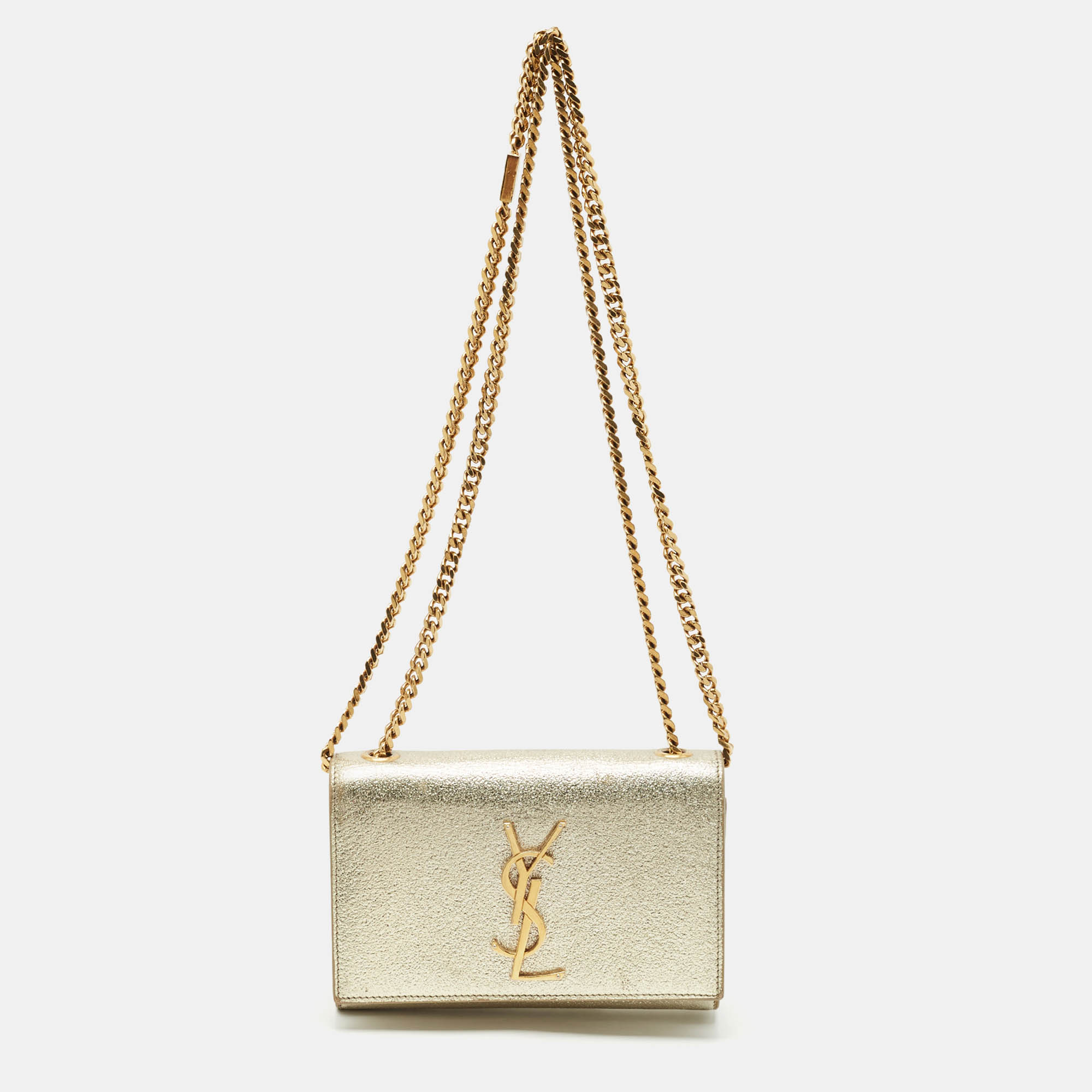 

Saint Laurent Gold Leather Small Kate Chain Bag