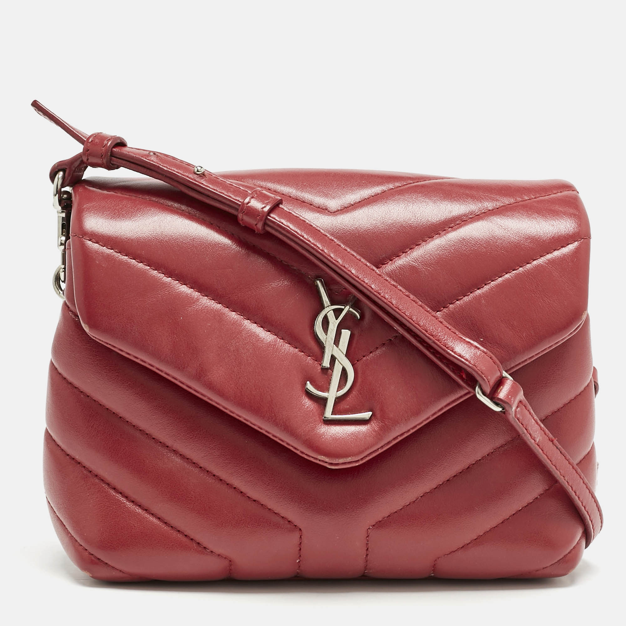 

Saint Laurent Red Matelassé Leather Toy Loulou Crossbody Bag