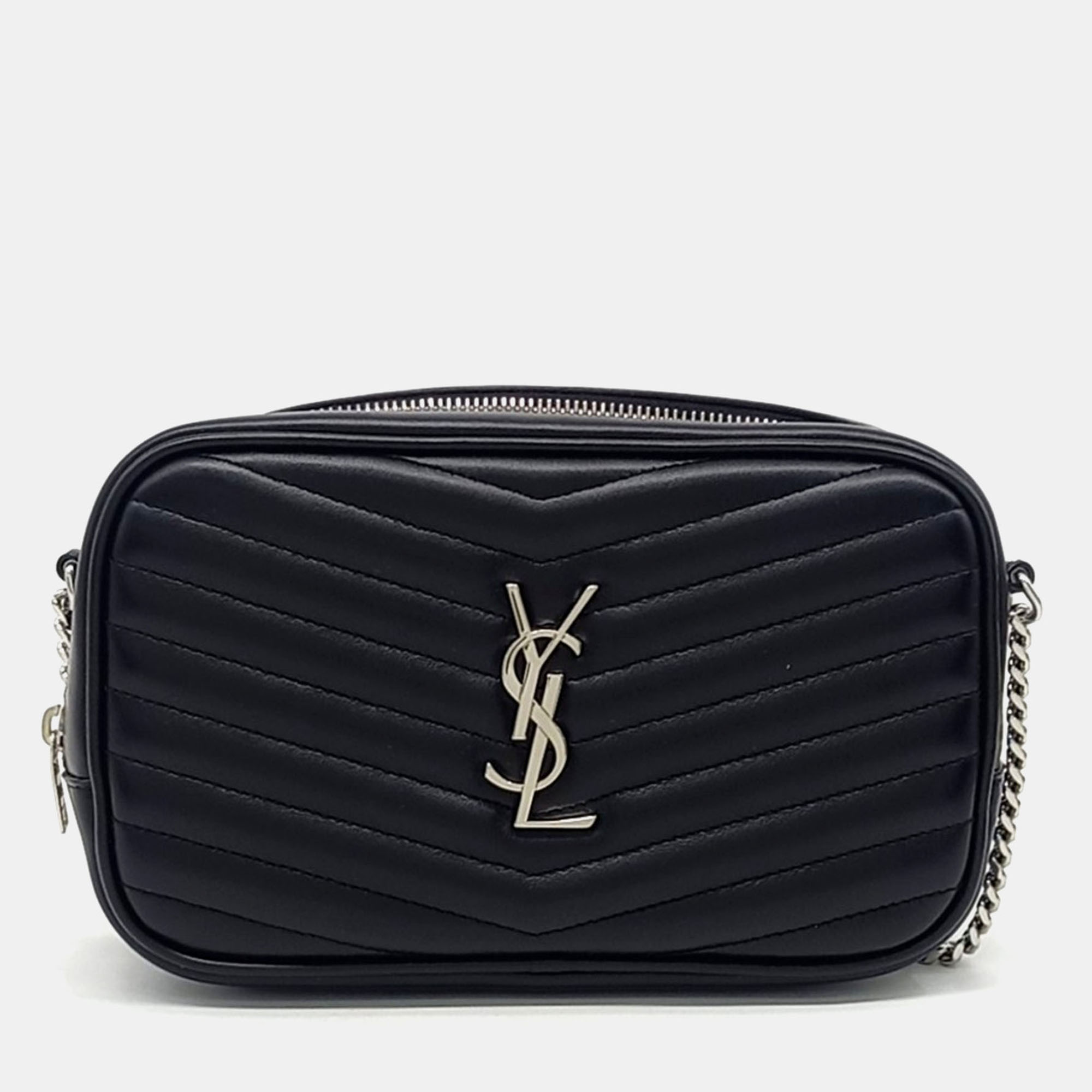 

Saint Laurent Paris Black Leather Mini Lou Crossbody Bag