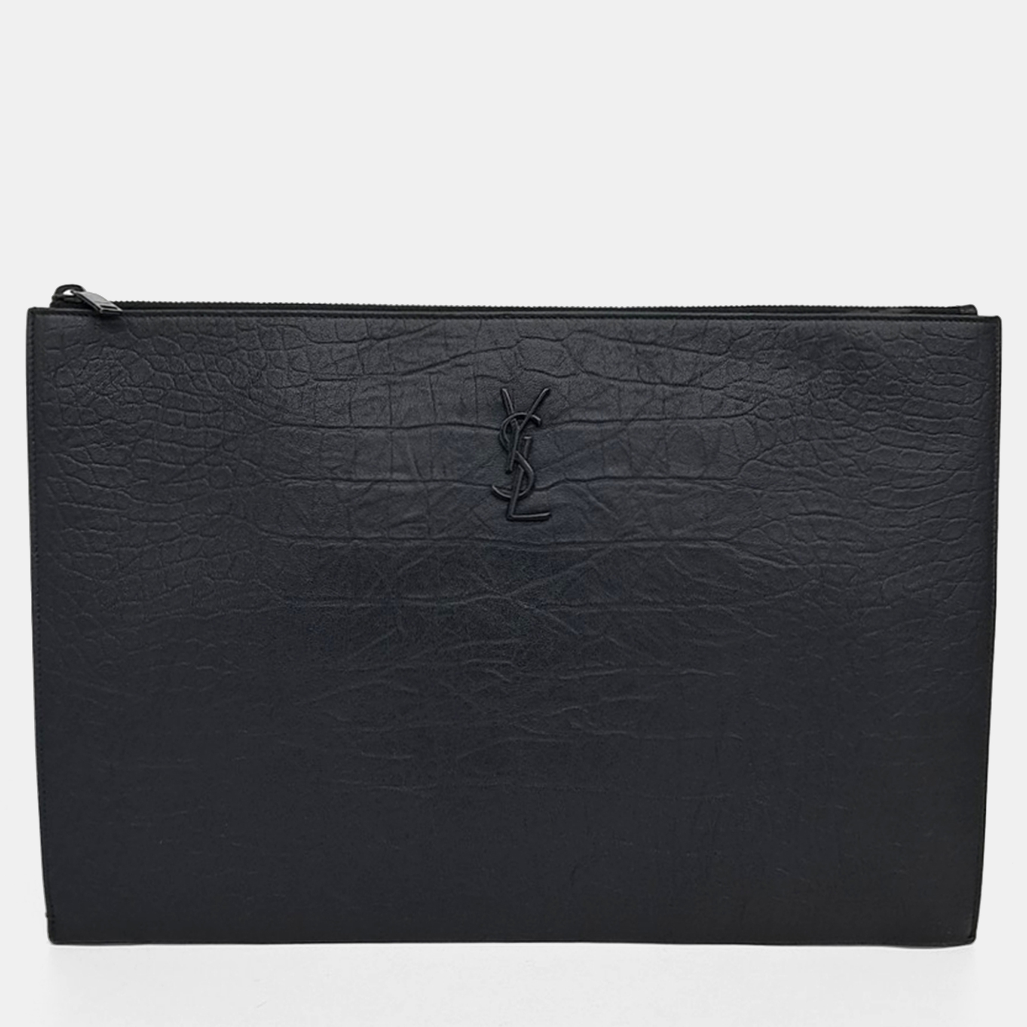 

Saint Laurent Paris Black Leather Clutch