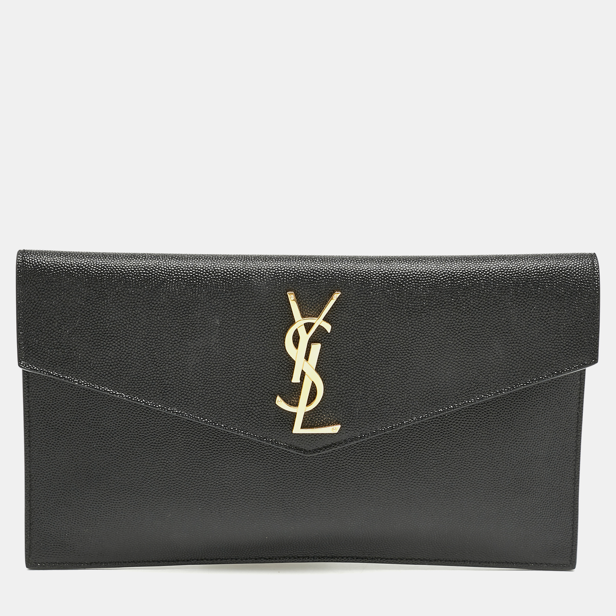 Pre-owned Saint Laurent Black Leather Uptown Pouch