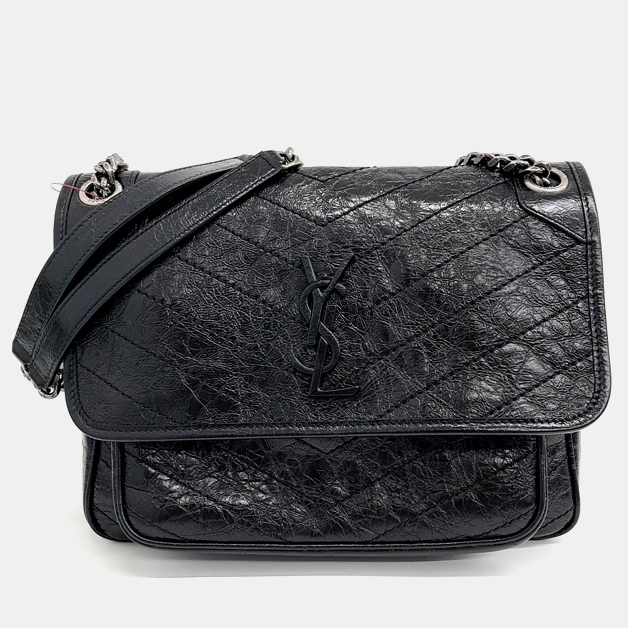 

Saint Laurent Paris Black Leather Niki Monogram Shoulder Bag