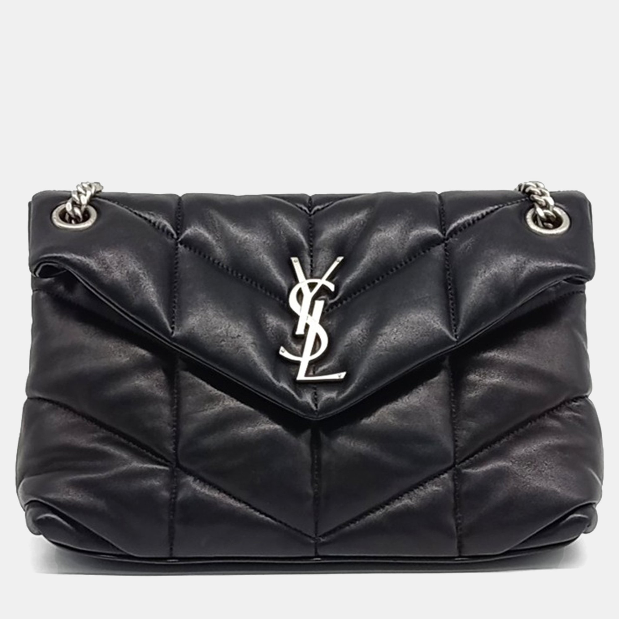 

Saint Laurent Paris Black Leather Lulu Puffer Bag Small