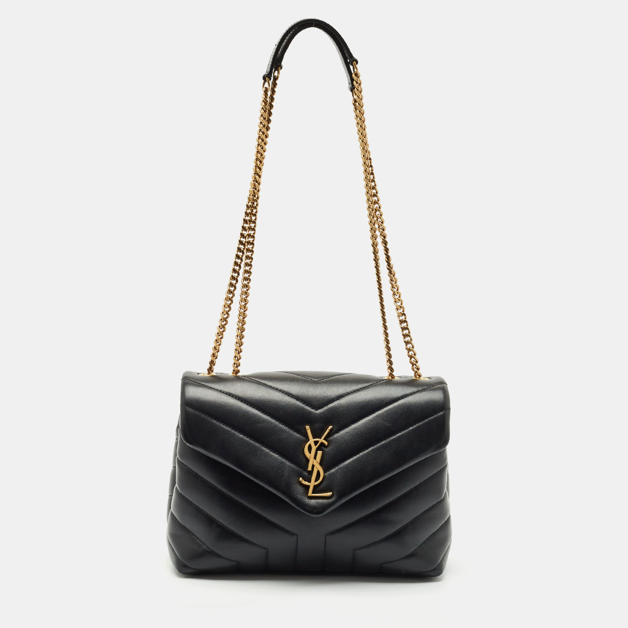 

Saint Laurent Black Quilted Leather  Loulou Shoulder Bag