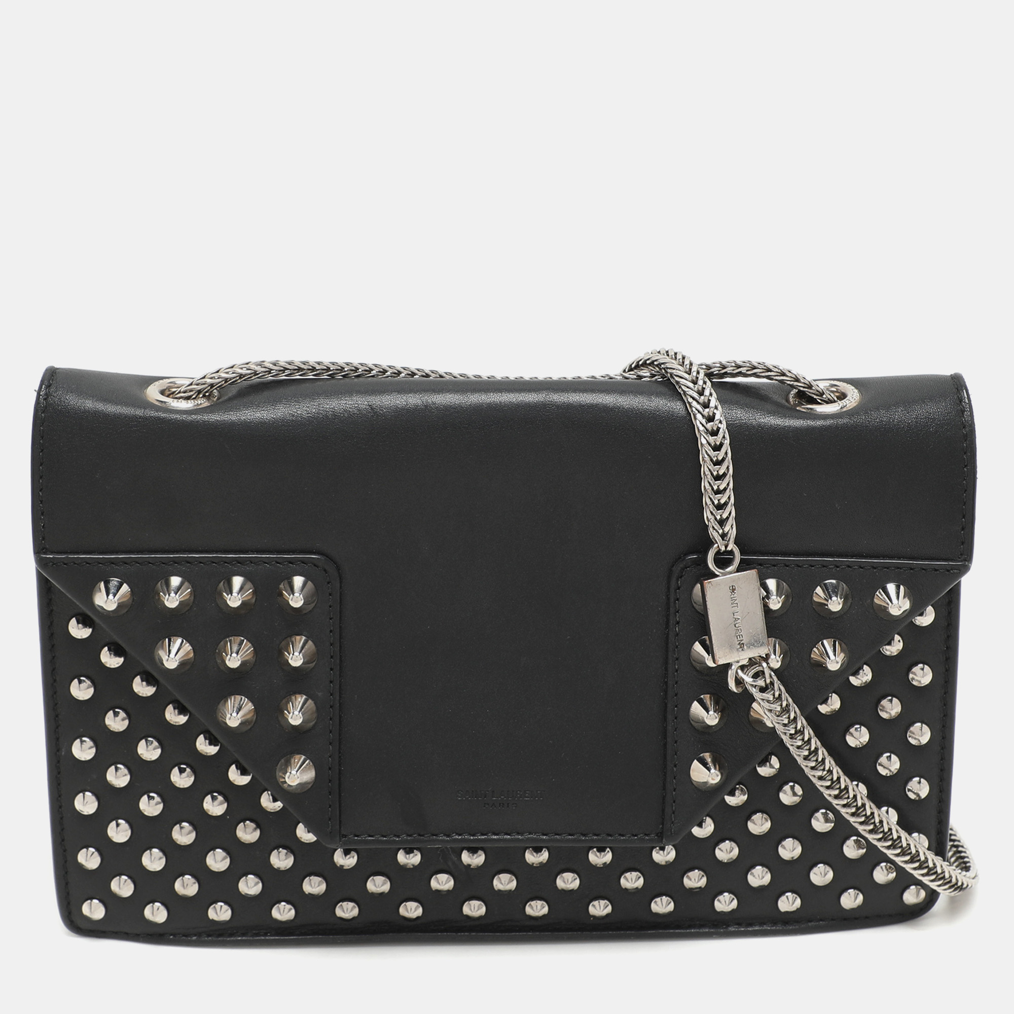 

Saint Laurent Black Leather Betty Studded Flap Shoulder Bag