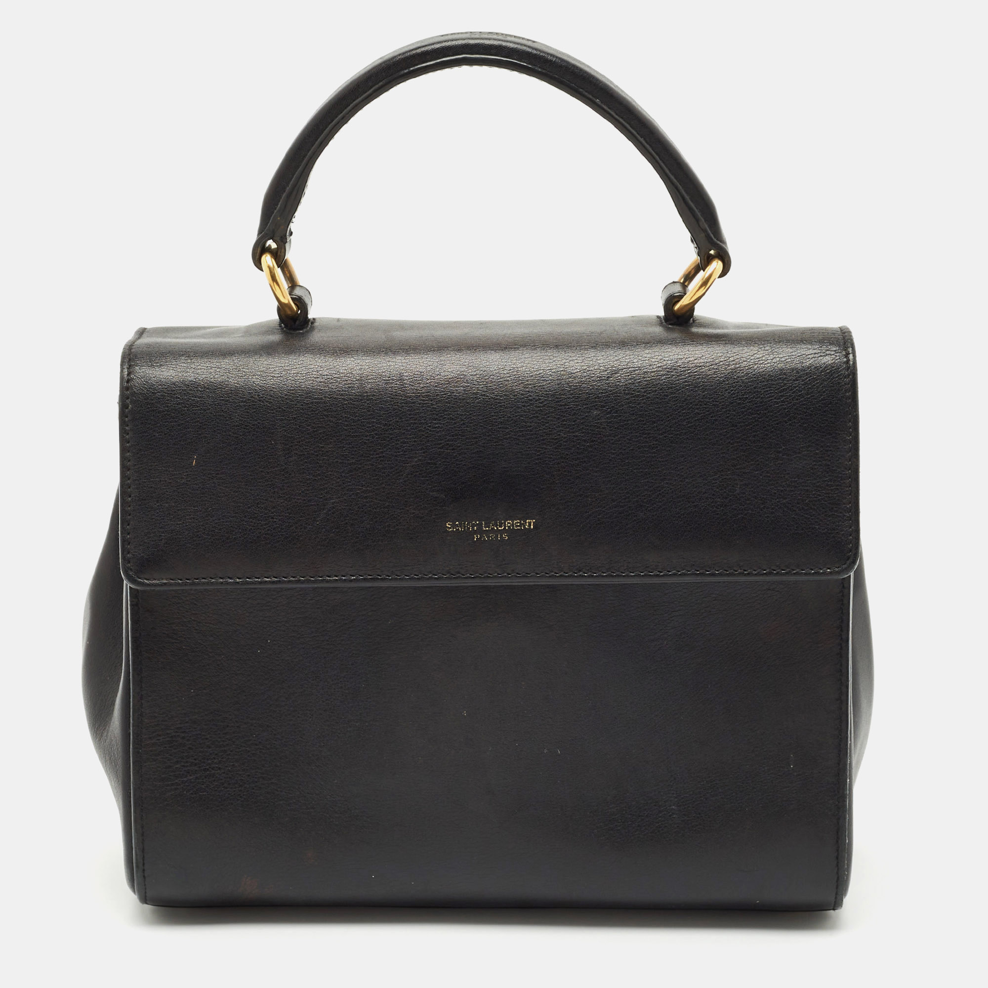 

Saint Laurent Black Leather Small Moujik Top Handle Bag