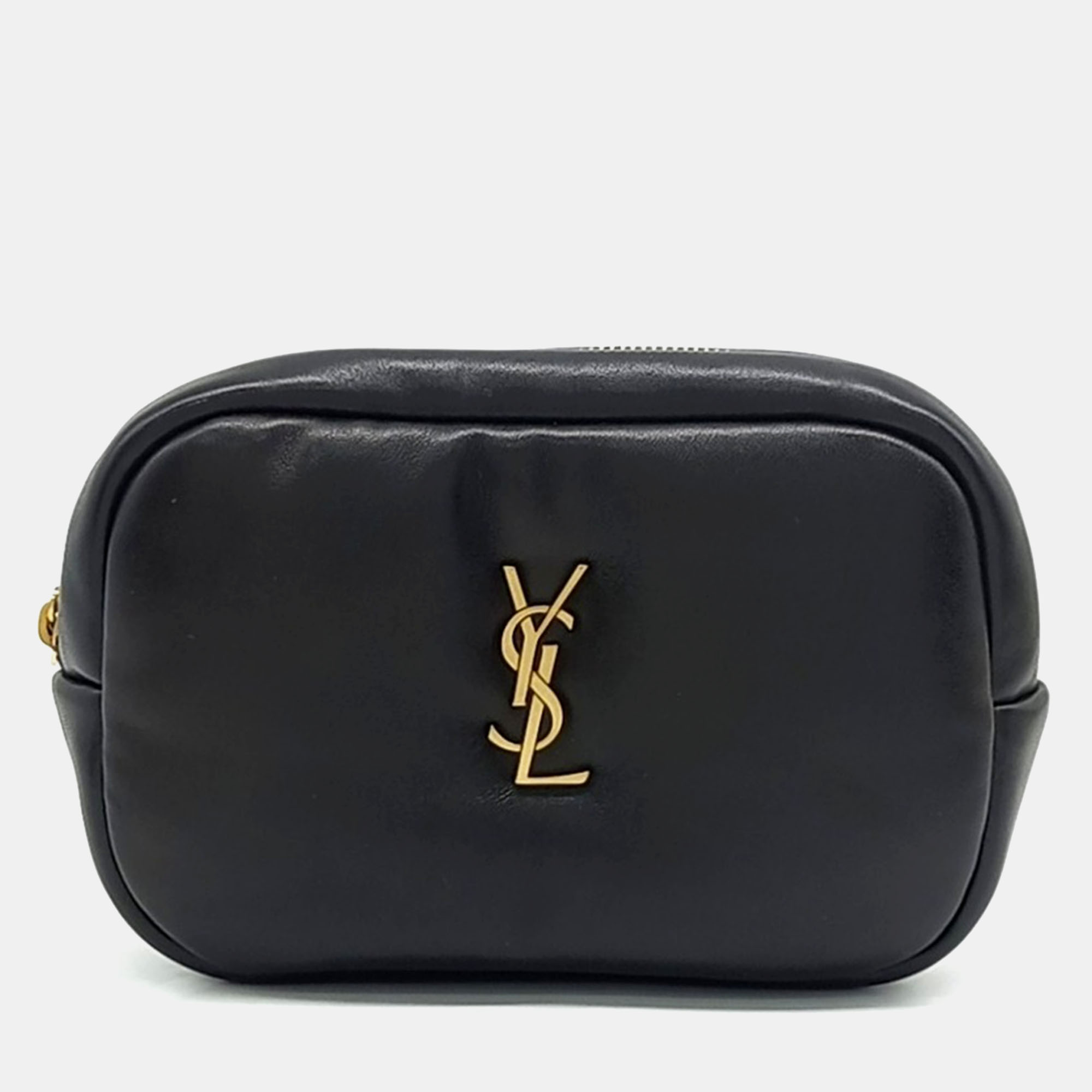 

Saint Laurent Paris Black Leather Cosmetic Pouch