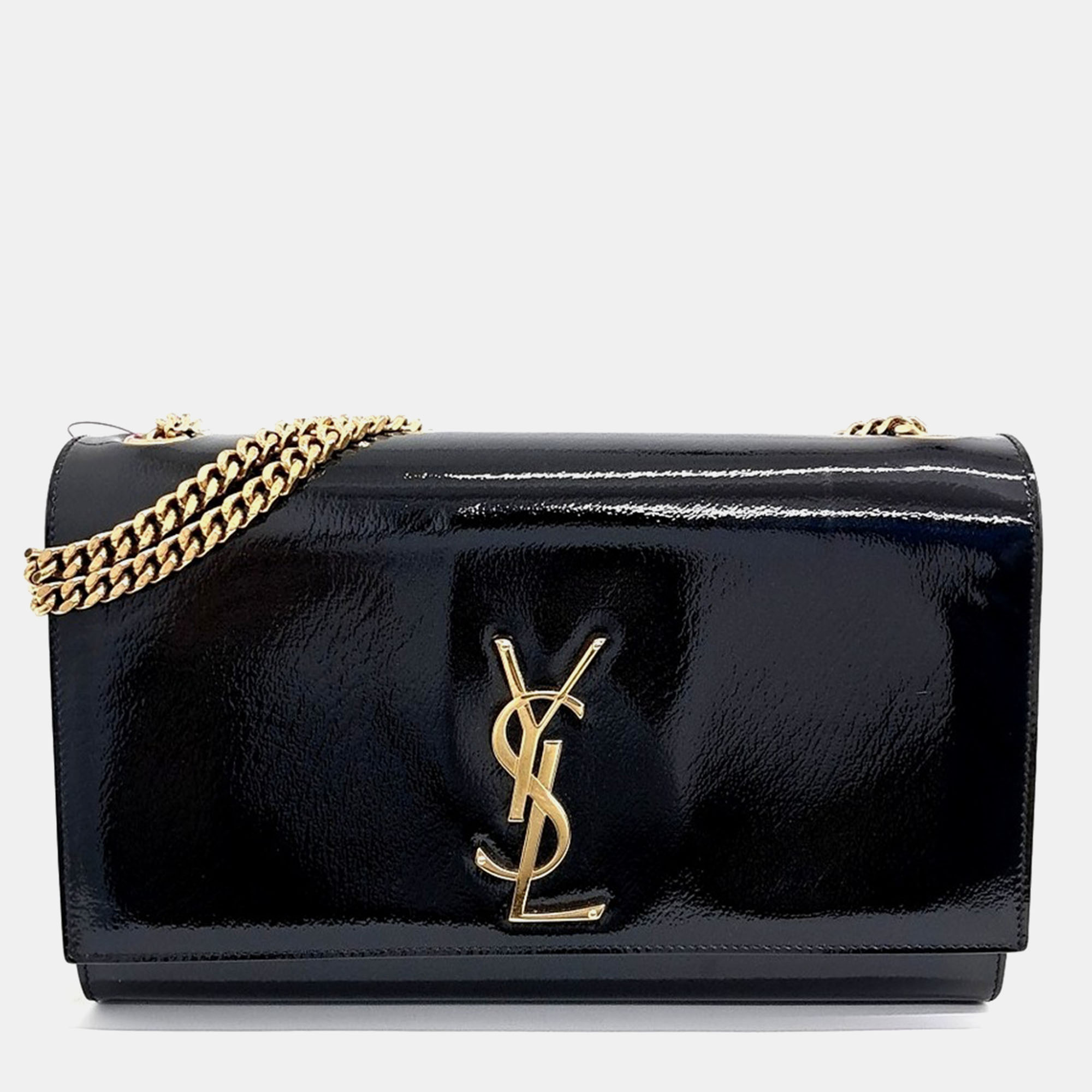 

Saint Laurent Paris Black Patent Leather Monogram Chain Shoulder Bag