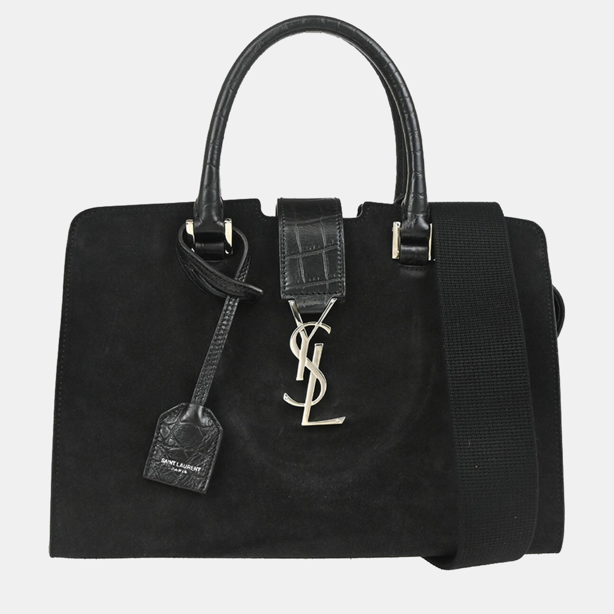 

Saint Laurent Black Suede Baby Cabas 2way Handbag