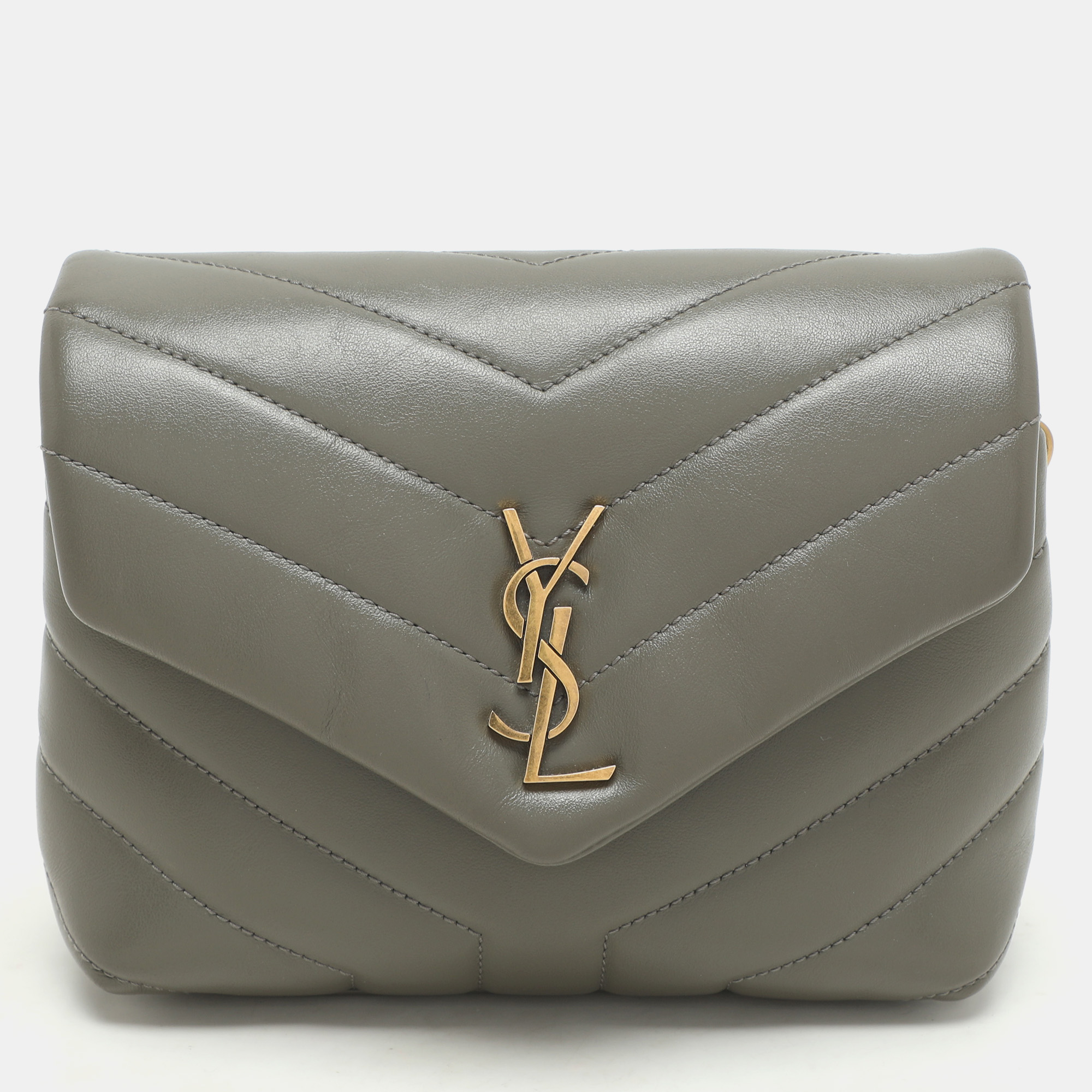 

Saint Laurent Taupe Matelassé Leather Toy Loulou Crossbody Bag, Grey