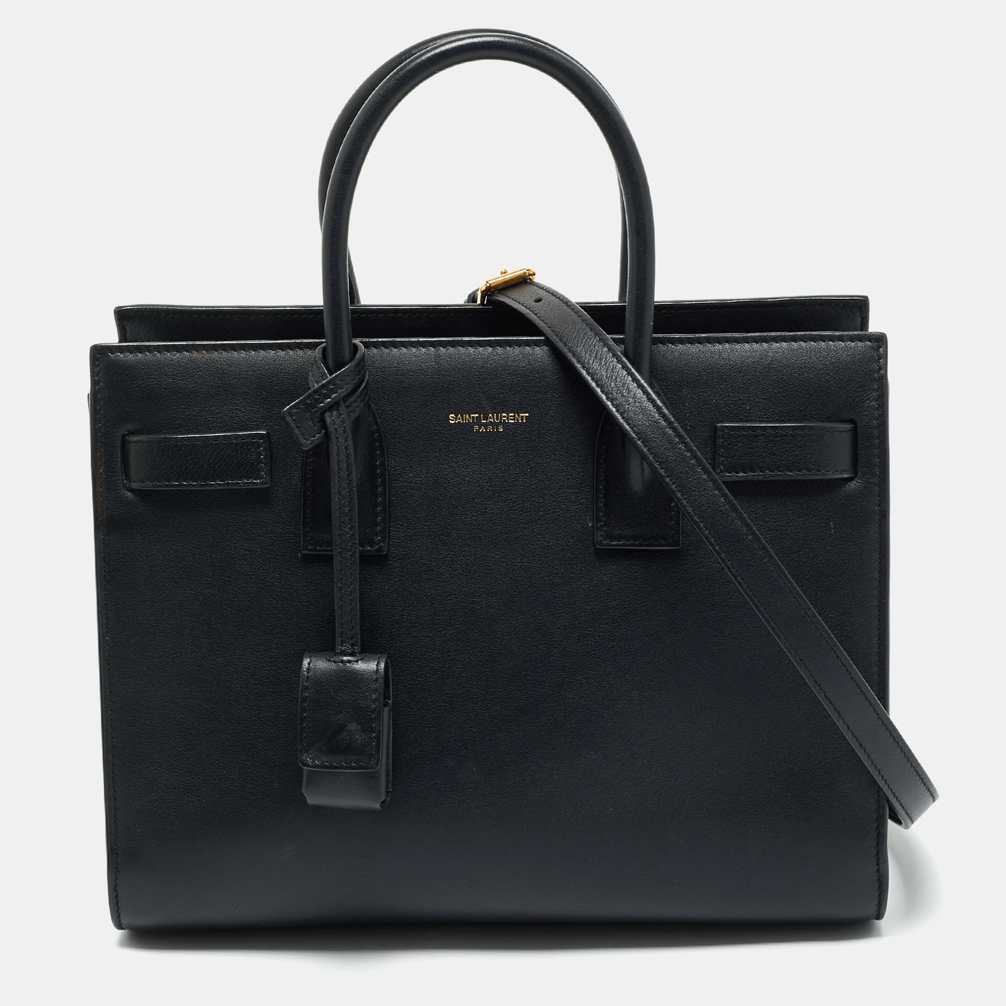 Pre-owned Saint Laurent Black Leather Baby Classic Sac De Jour Tote