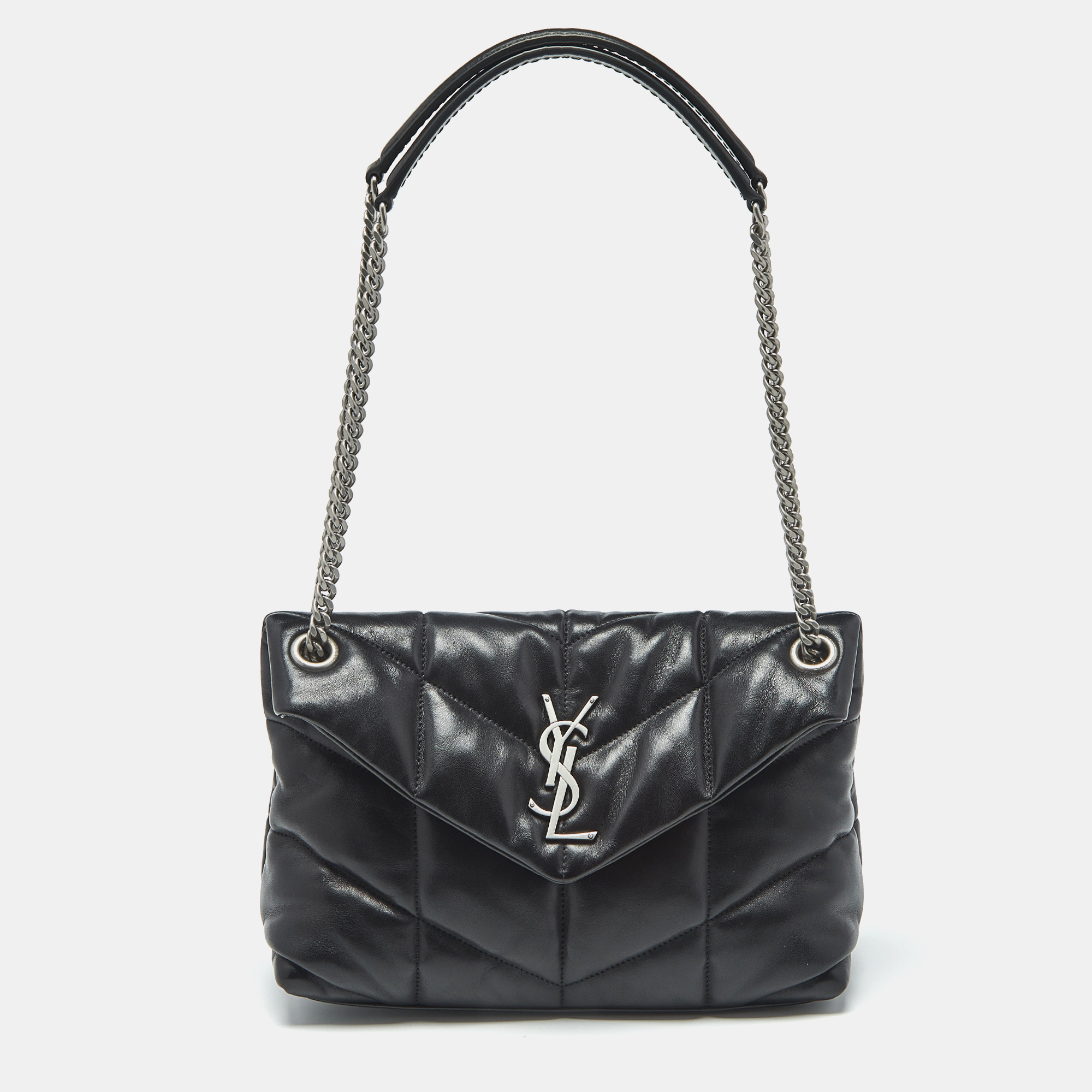 

Saint Laurent Black Quilted Leather Small Loulou Puffer Shoulder Bag
