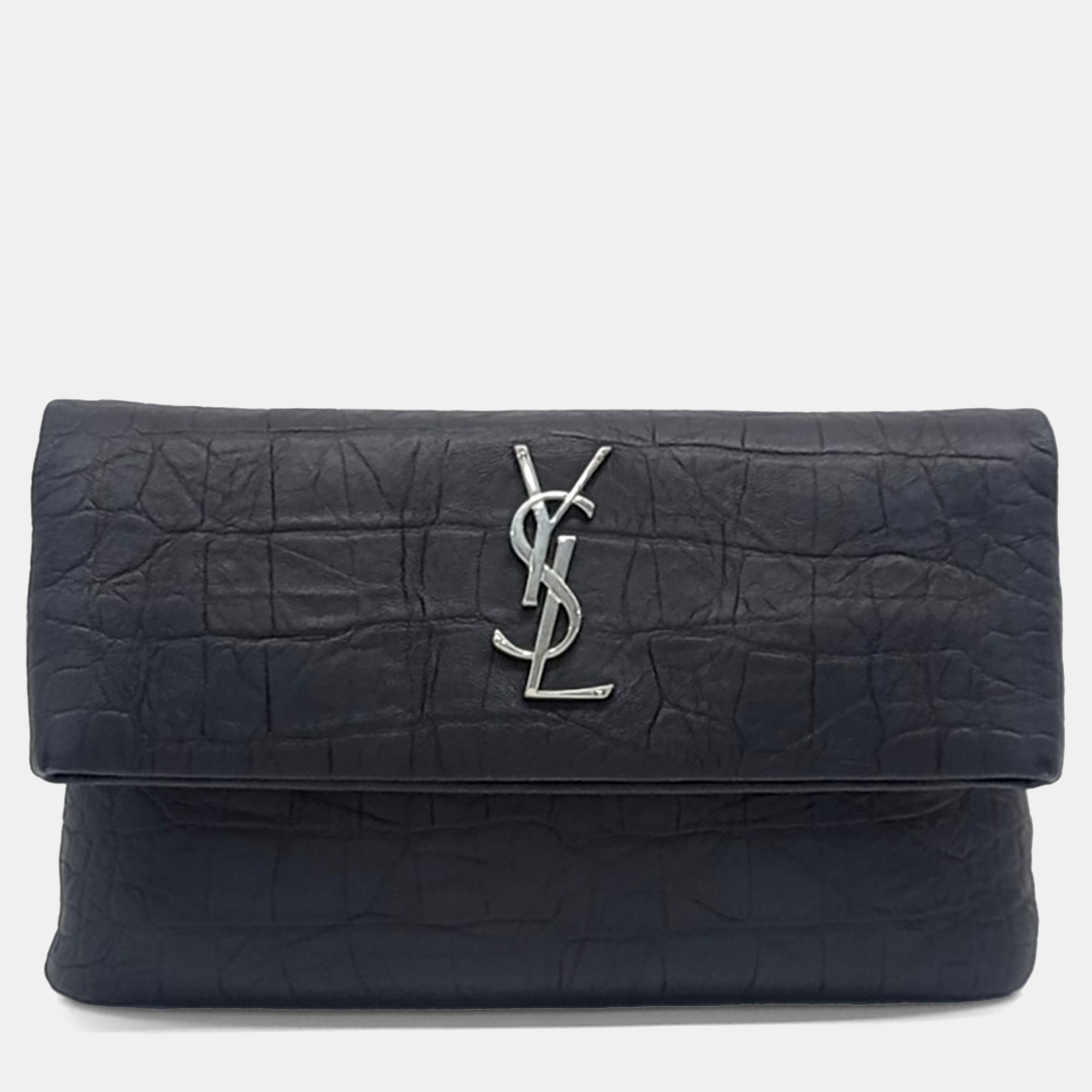 

Saint Laurent Paris Black Leather Folding Clutch