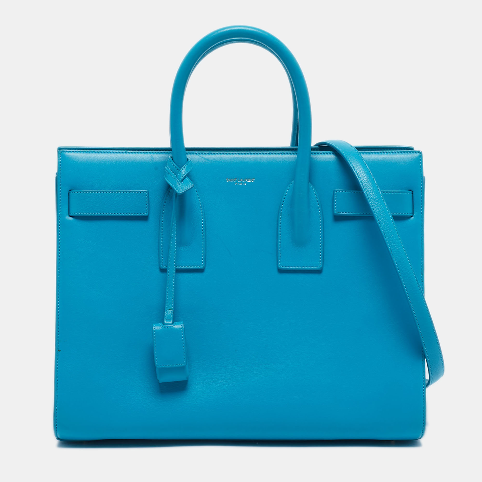

Saint Laurent Blue Leather  Classic Sac De Jour Tote