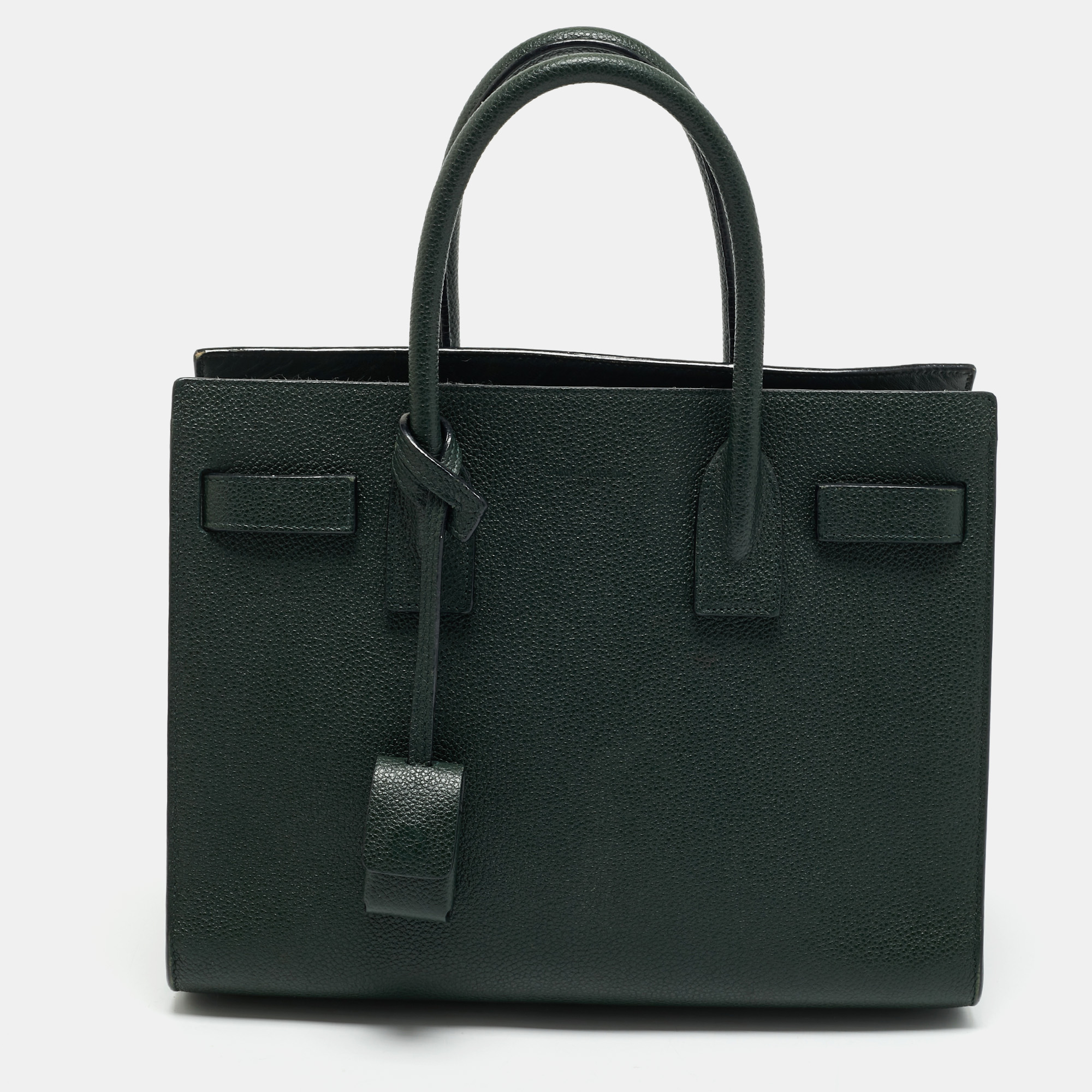 Pre-owned Saint Laurent Dark Green Leather Baby Classic Sac De Jour Tote