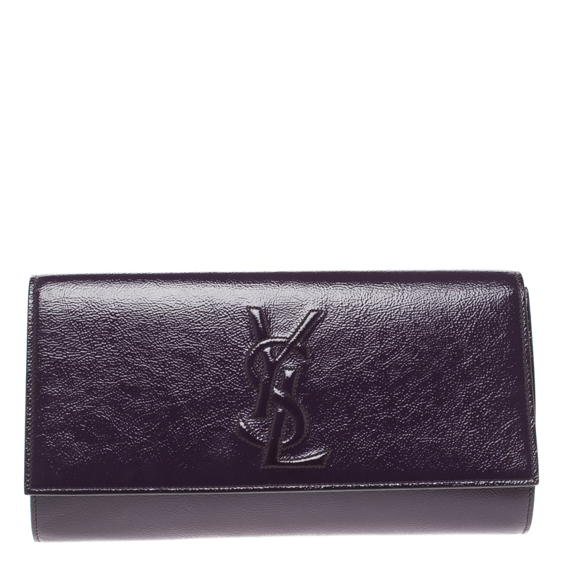 مملوكة مسبقًا Saint Laurent Purple Patent Leather Belle De Jour Clutch