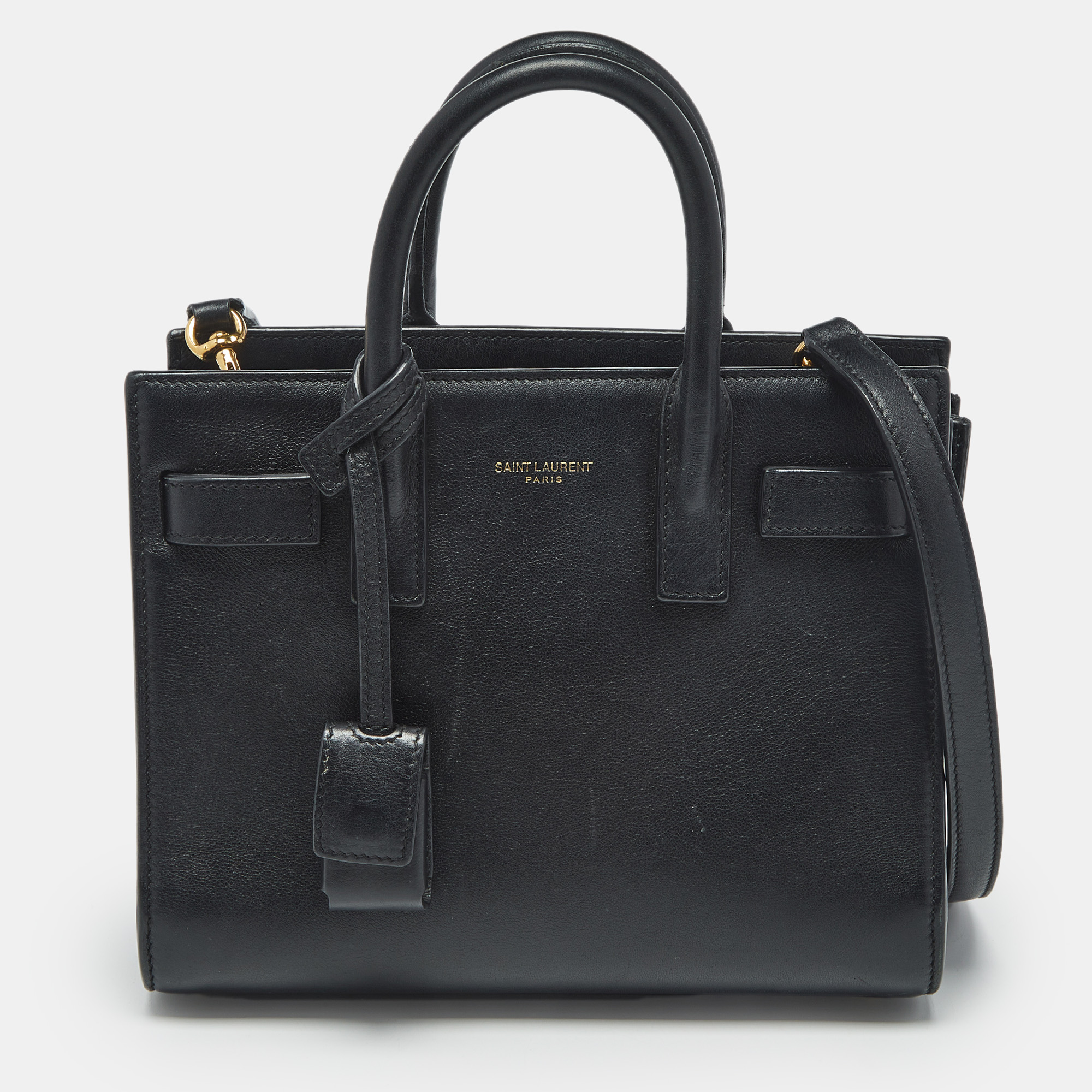 

Saint Laurent Black Leather Nano Classic Sac De Jour Tote