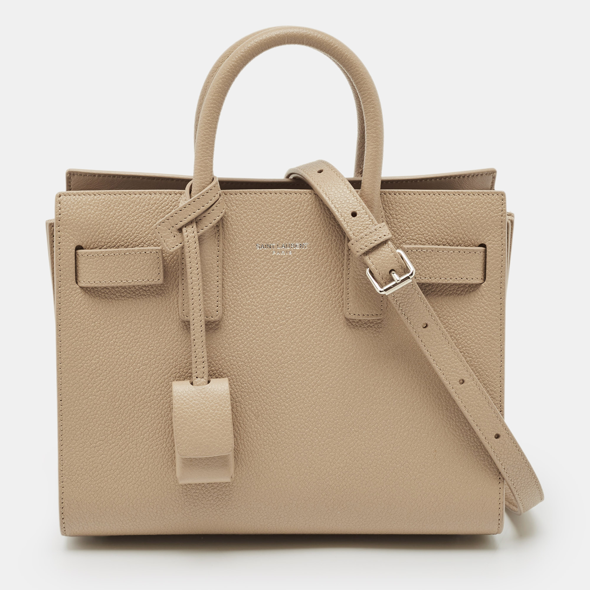 

Saint Laurent Beige Leather Nano Classic Sac De Jour Tote